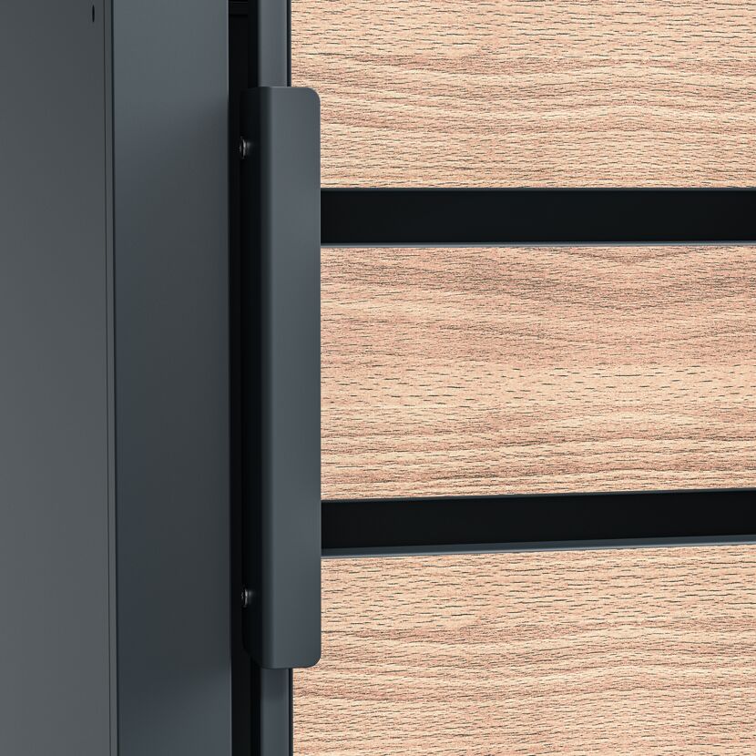 Mülltonnenbox 'Lacina' anthrazit/Holzoptik 80 x 264 x 116 cm