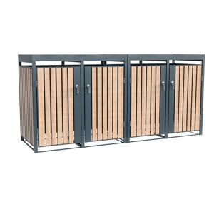 Mülltonnenbox 'Planta' bepflanzbar anthrazit/Holzoptik 84 x 264 x 124 cm