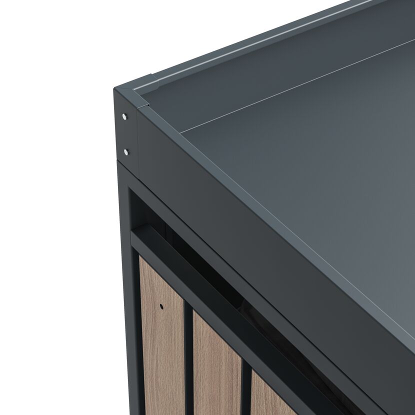 Mülltonnenbox 'Planta' bepflanzbar anthrazit/Holzoptik 84 x 264 x 124 cm