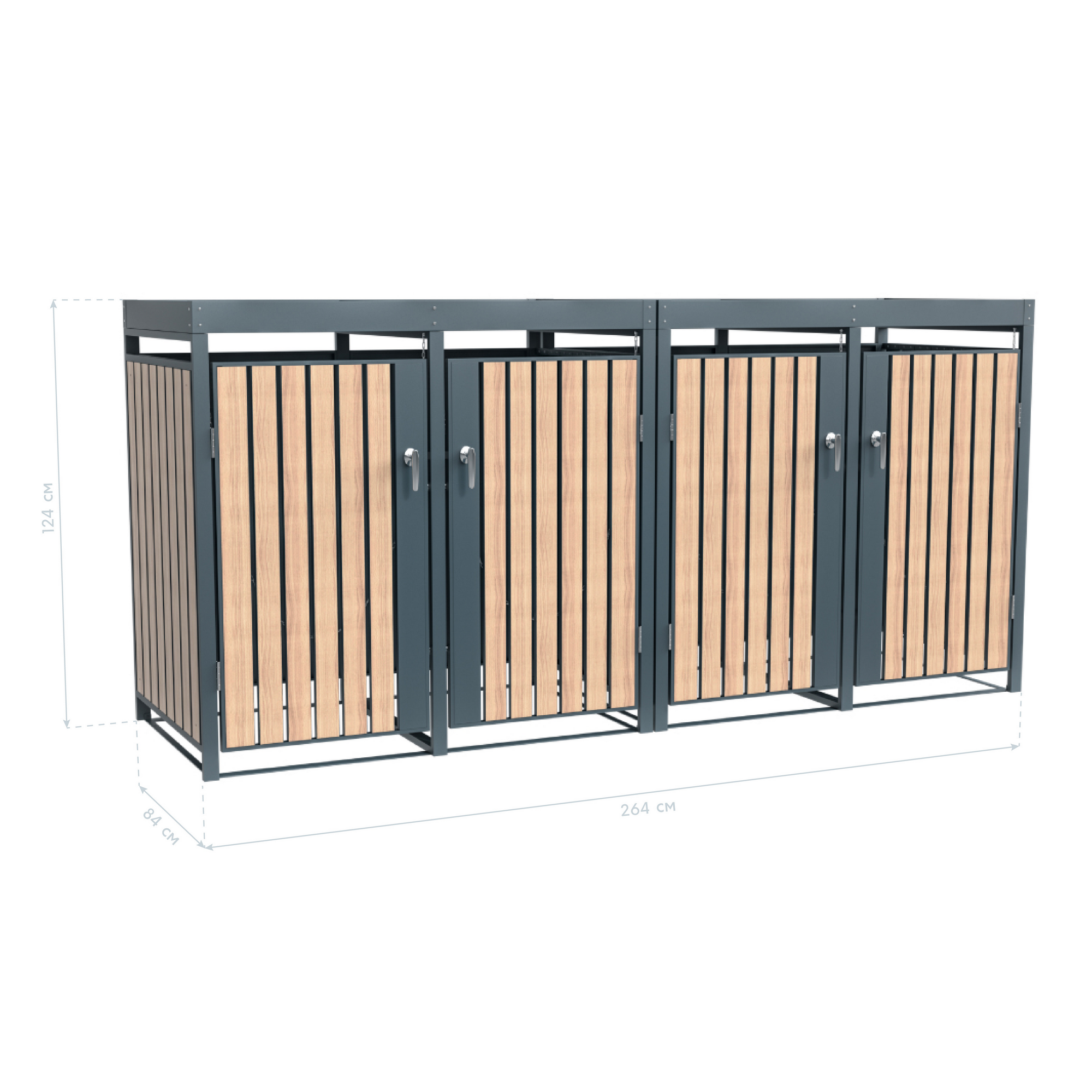 Mülltonnenbox 'Planta' bepflanzbar anthrazit/Holzoptik 84 x 264 x 124 cm