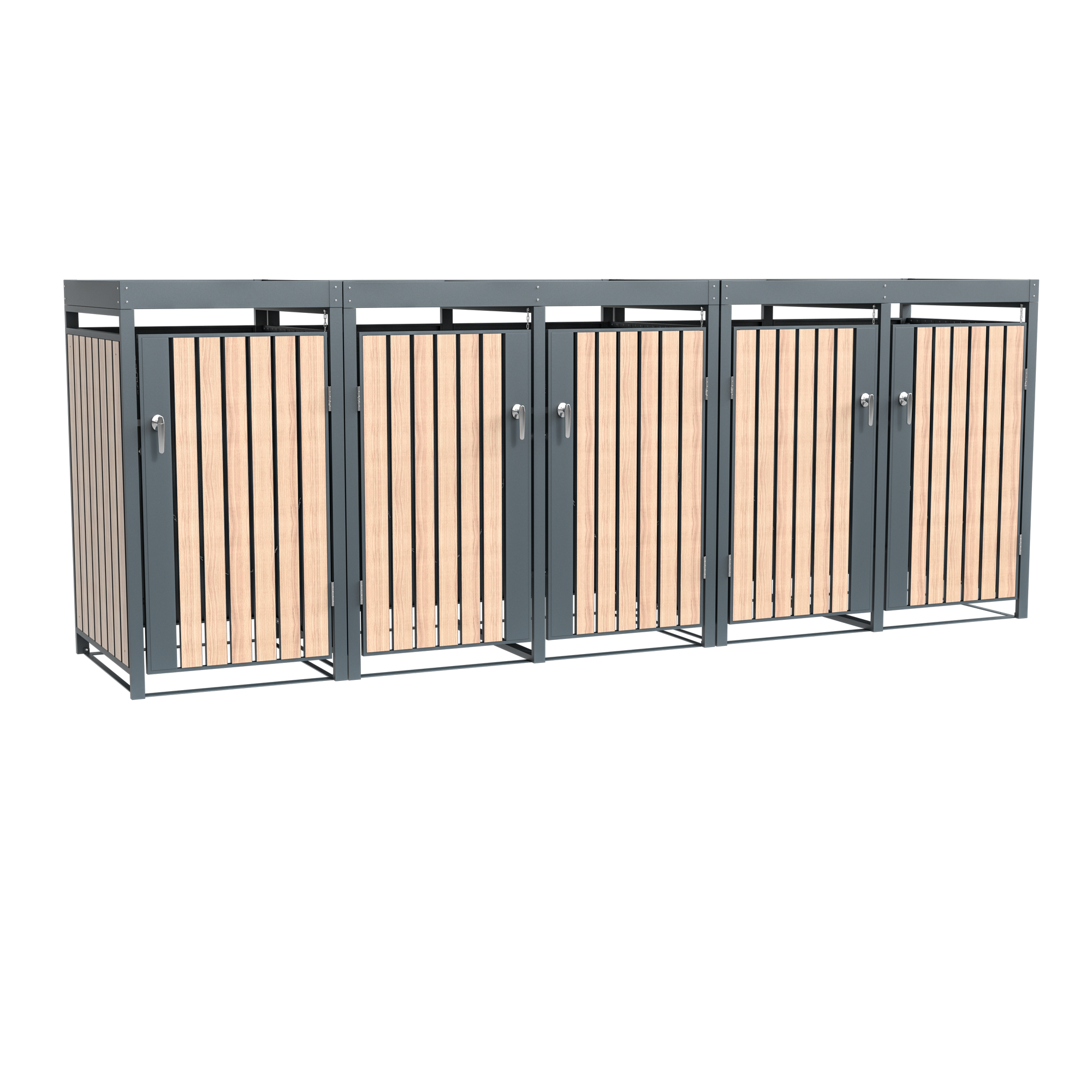 Mülltonnenbox 'Planta' bepflanzbar anthrazit/Holzoptik 84 x 332 x 124 cm