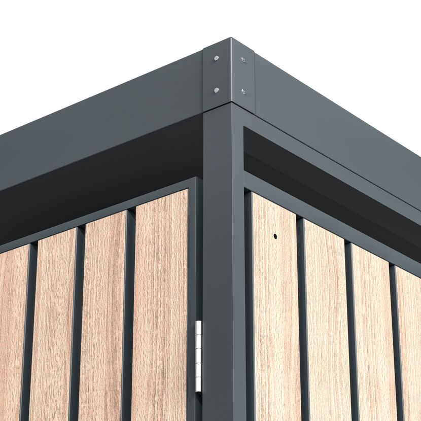 Mülltonnenbox 'Planta' bepflanzbar anthrazit/Holzoptik 84 x 332 x 124 cm