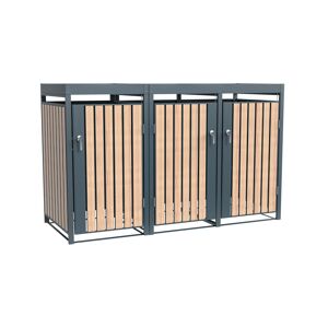 Mülltonnenbox 'Planta' bepflanzbar anthrazit/Holzoptik 84 x 200 x 124 cm