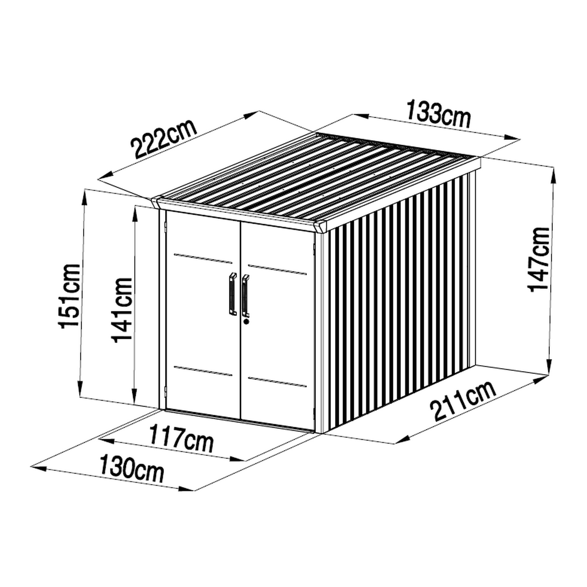 Fahrradgarage 'Velos 2' Metall schwarz 133 x 222 x 151 cm