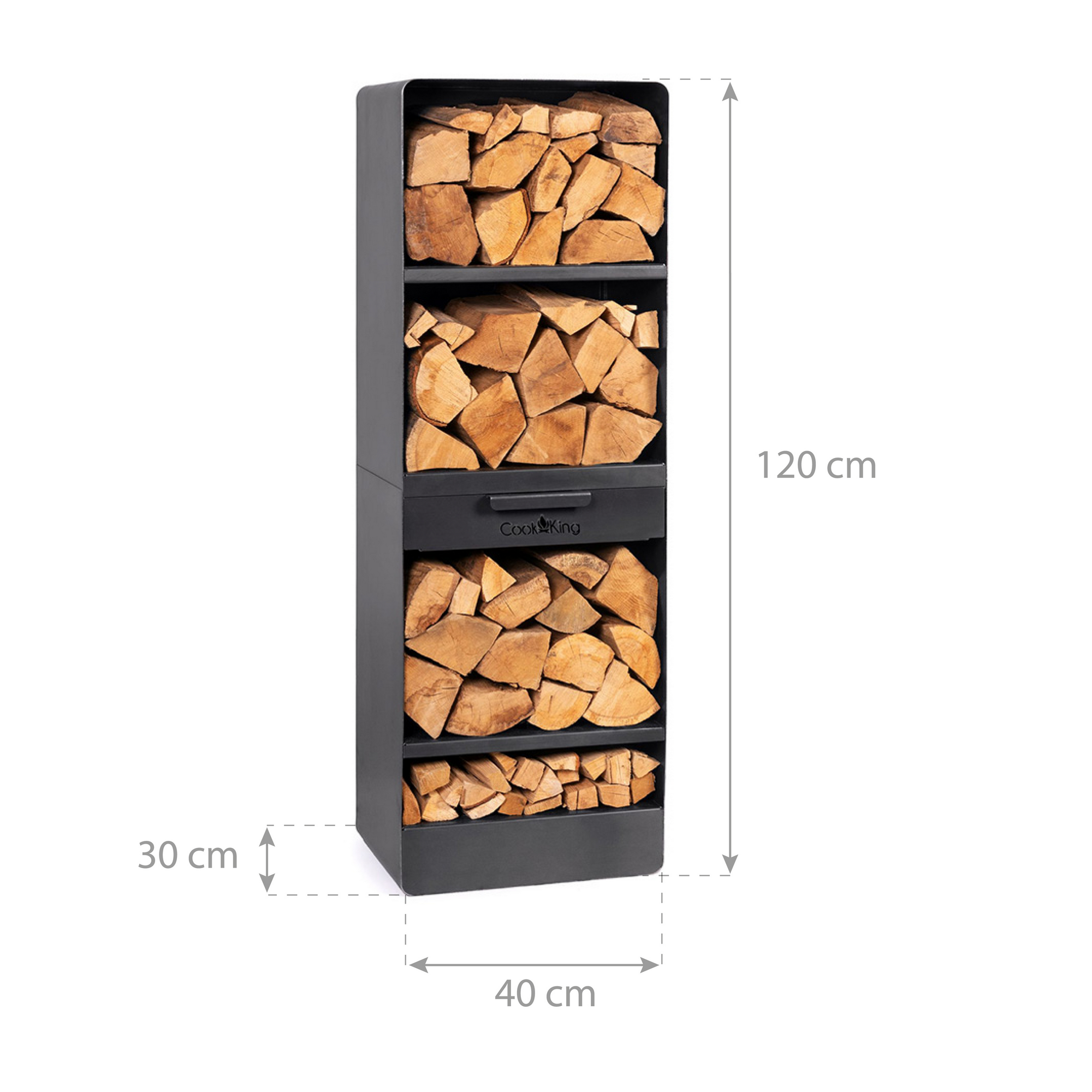 Kaminholzregal 'Vento' Metall 40 x 30 x 120 cm