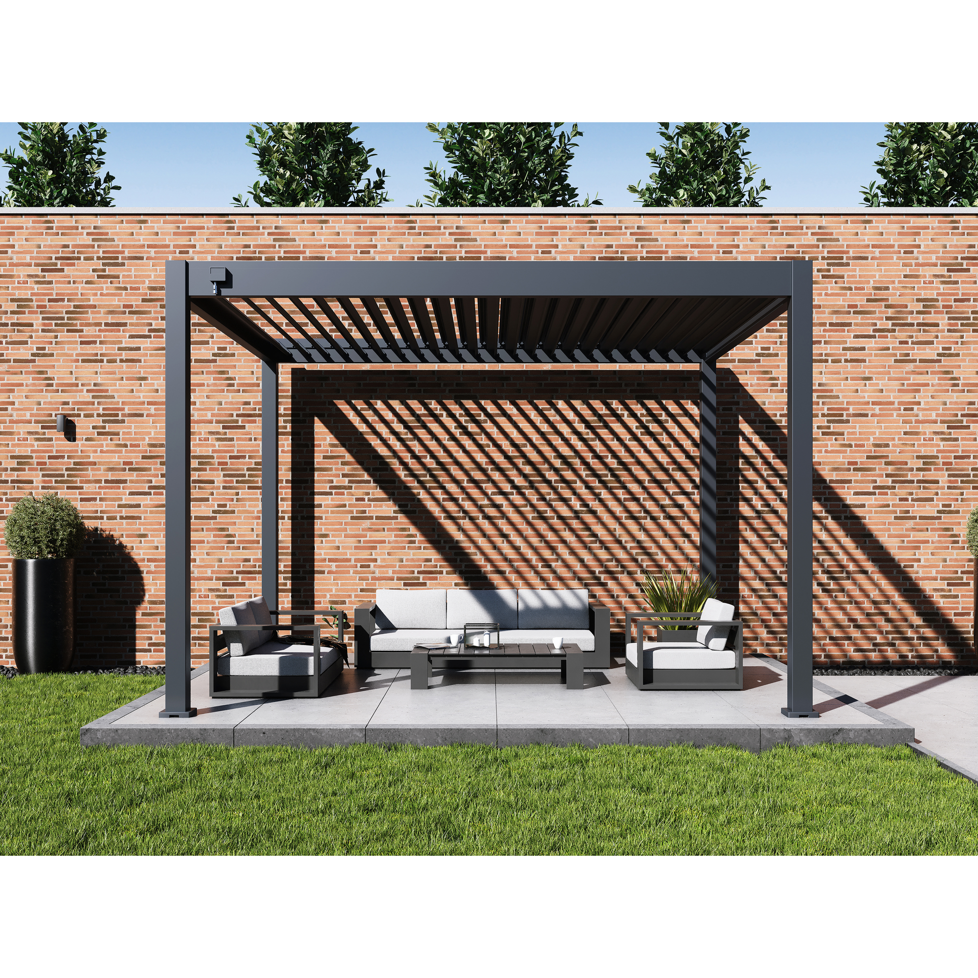 Pergola 'Grand Tuscan 1012' Aluminium anthrazit 310 x 370 x 256 cm
