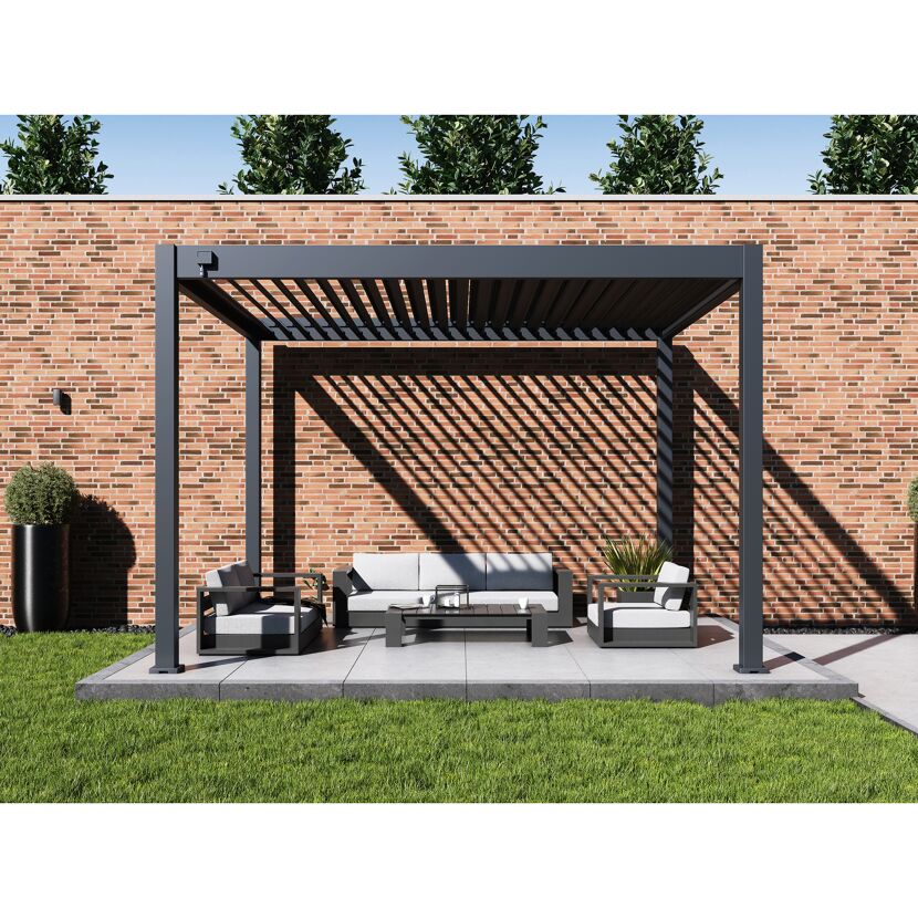 Pergola 'Grand Tuscan 1012' Aluminium anthrazit 310 x 370 x 256 cm