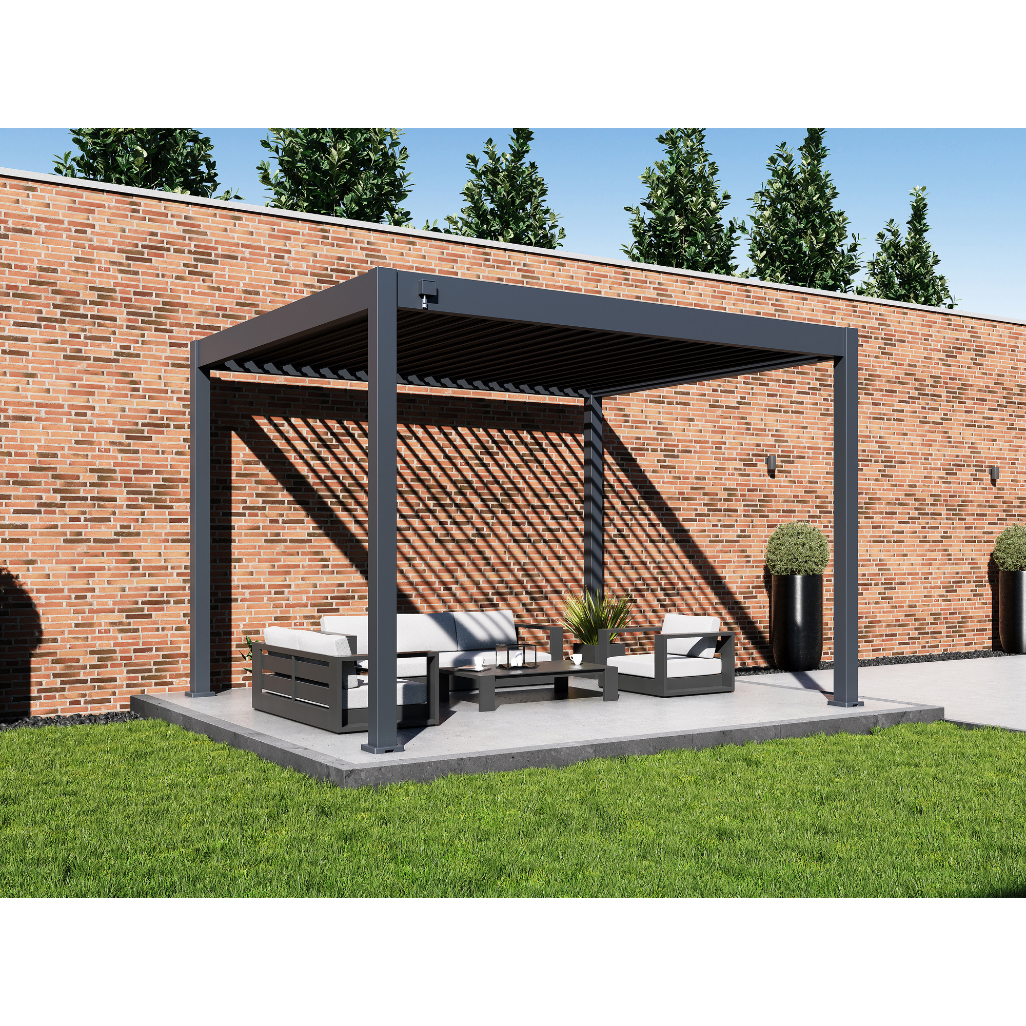 Pergola 'Grand Tuscan 1012' Aluminium anthrazit 310 x 370 x 256 cm