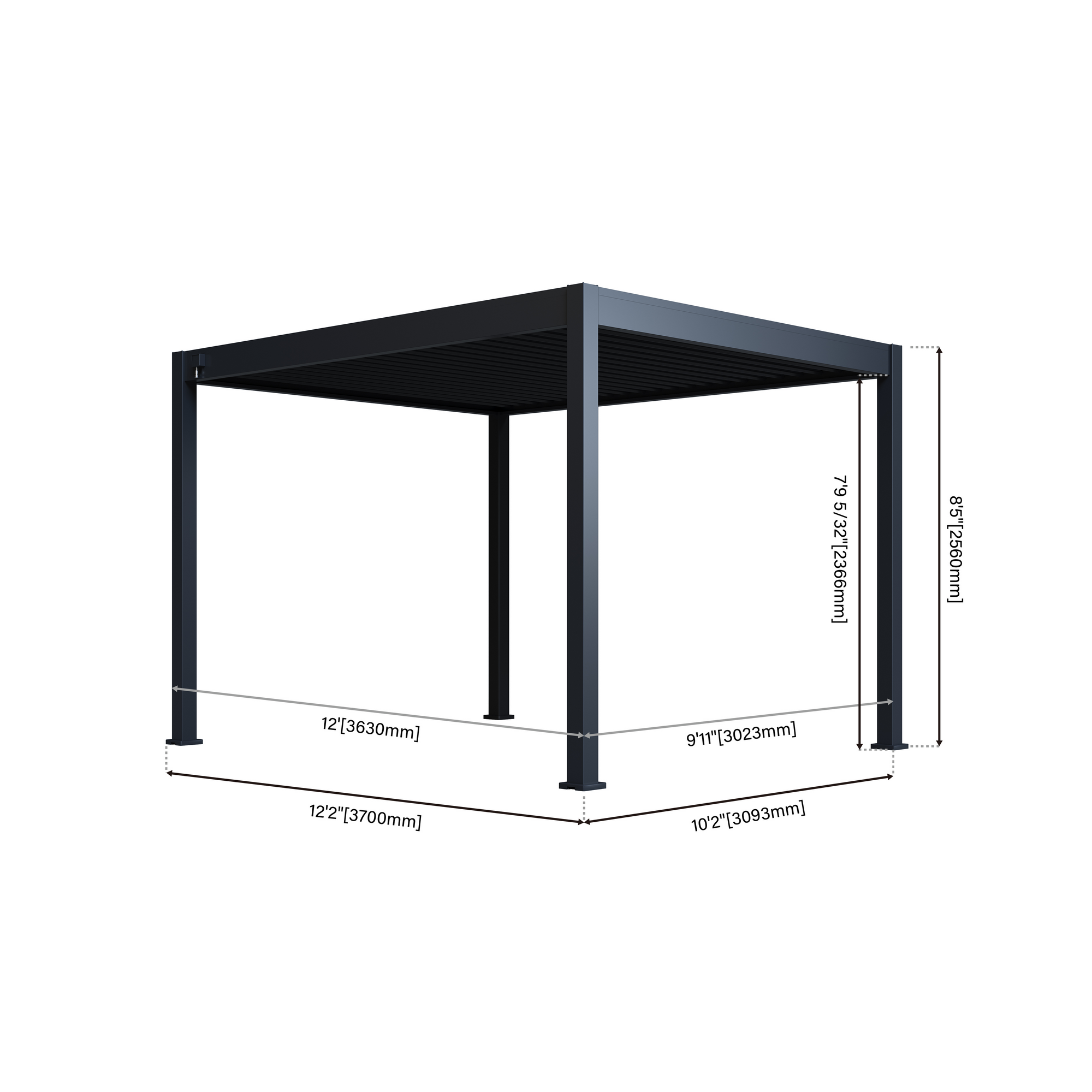 Pergola 'Grand Tuscan 1012' Aluminium anthrazit 310 x 370 x 256 cm