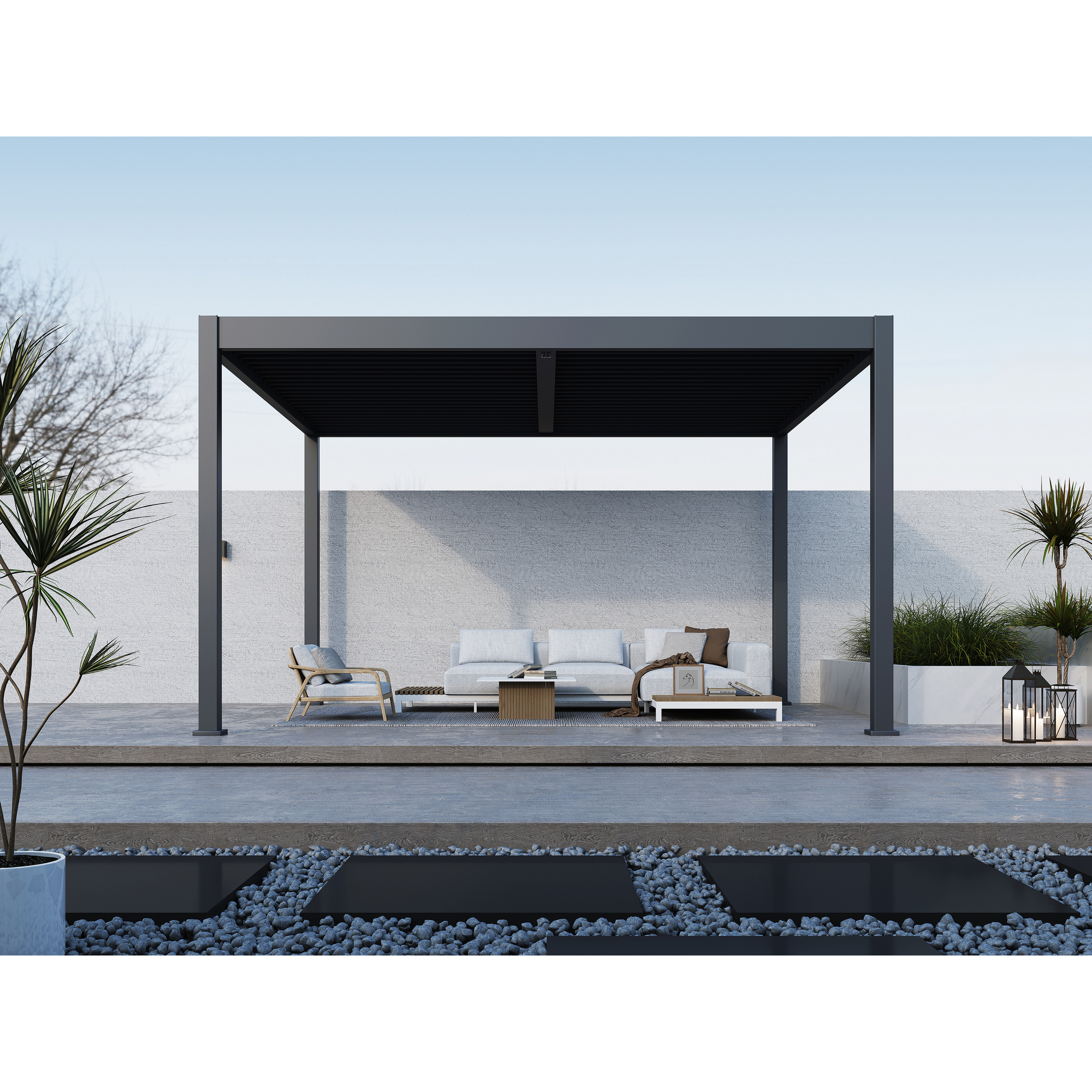 Pergola 'Grand Tuscan 1214' Aluminium anthrazit 370 x 433 x 256 cm