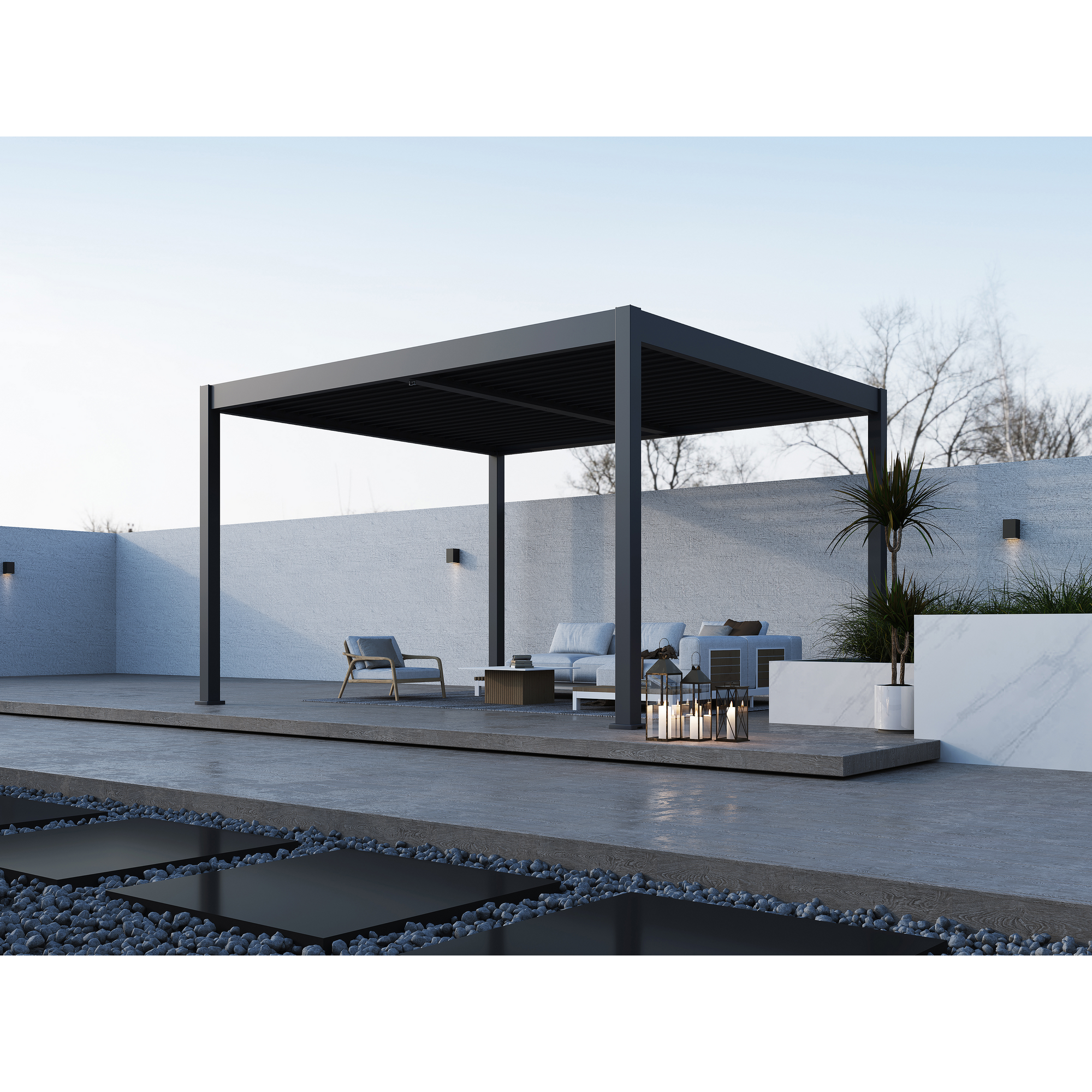 Pergola 'Grand Tuscan 1214' Aluminium anthrazit 370 x 433 x 256 cm
