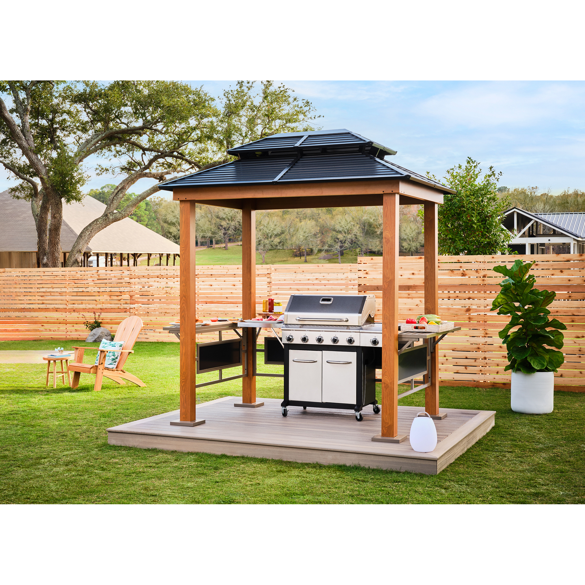Grillpavillon 'Maui' Holzoptik 158 x 249 x 278 cm