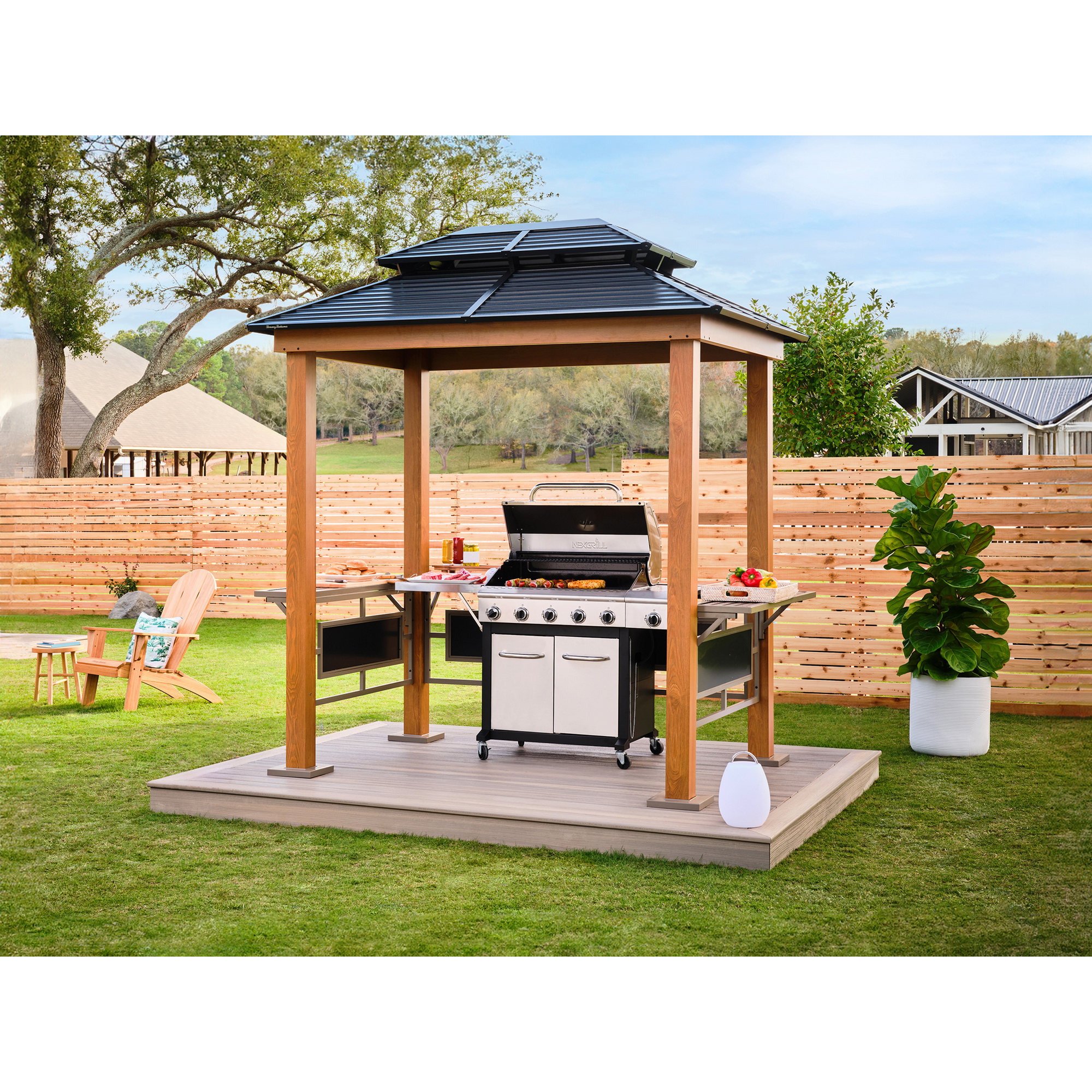 Grillpavillon 'Maui' Holzoptik 158 x 249 x 278 cm