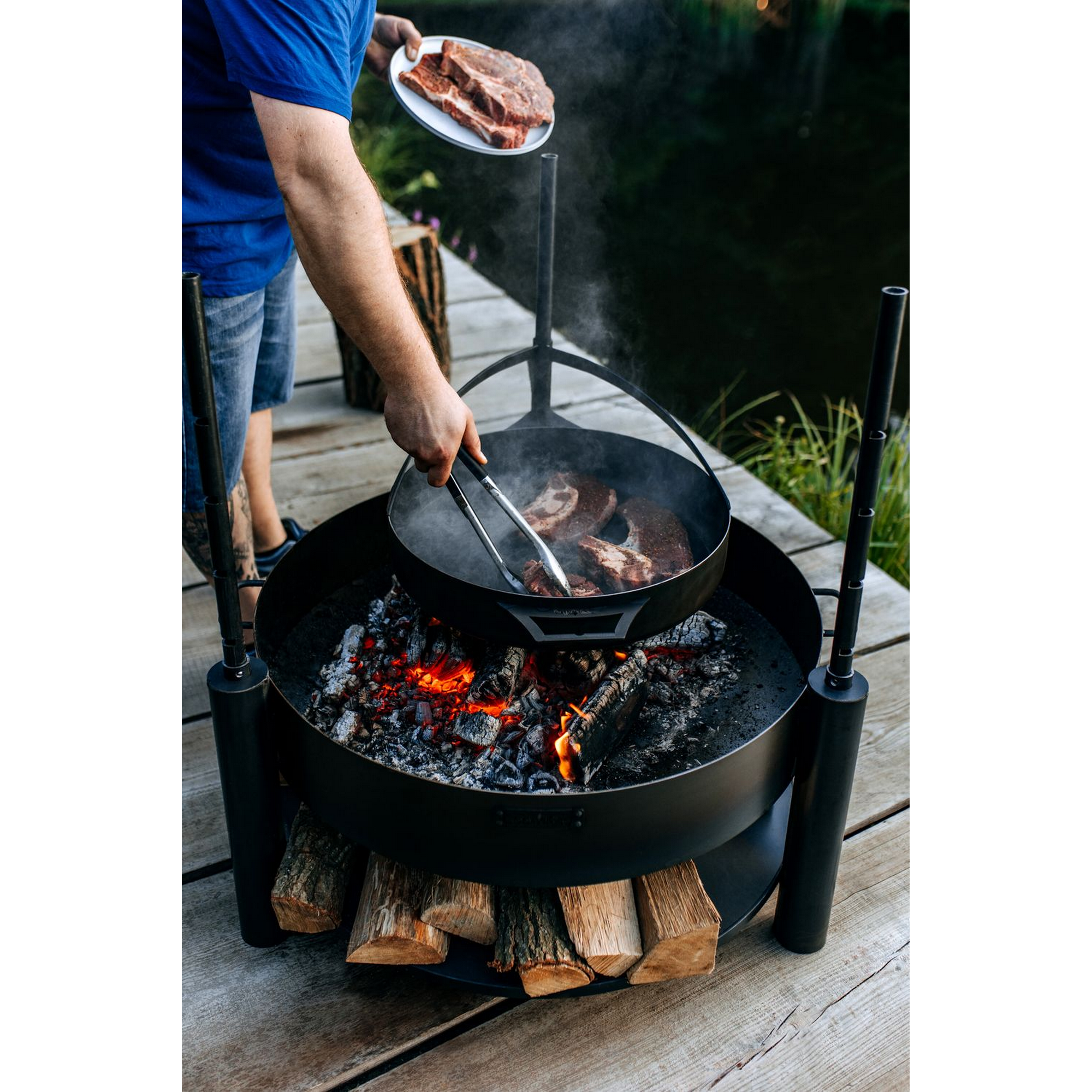 Grillpfanne Rohstahl Ø 50 cm schwarz