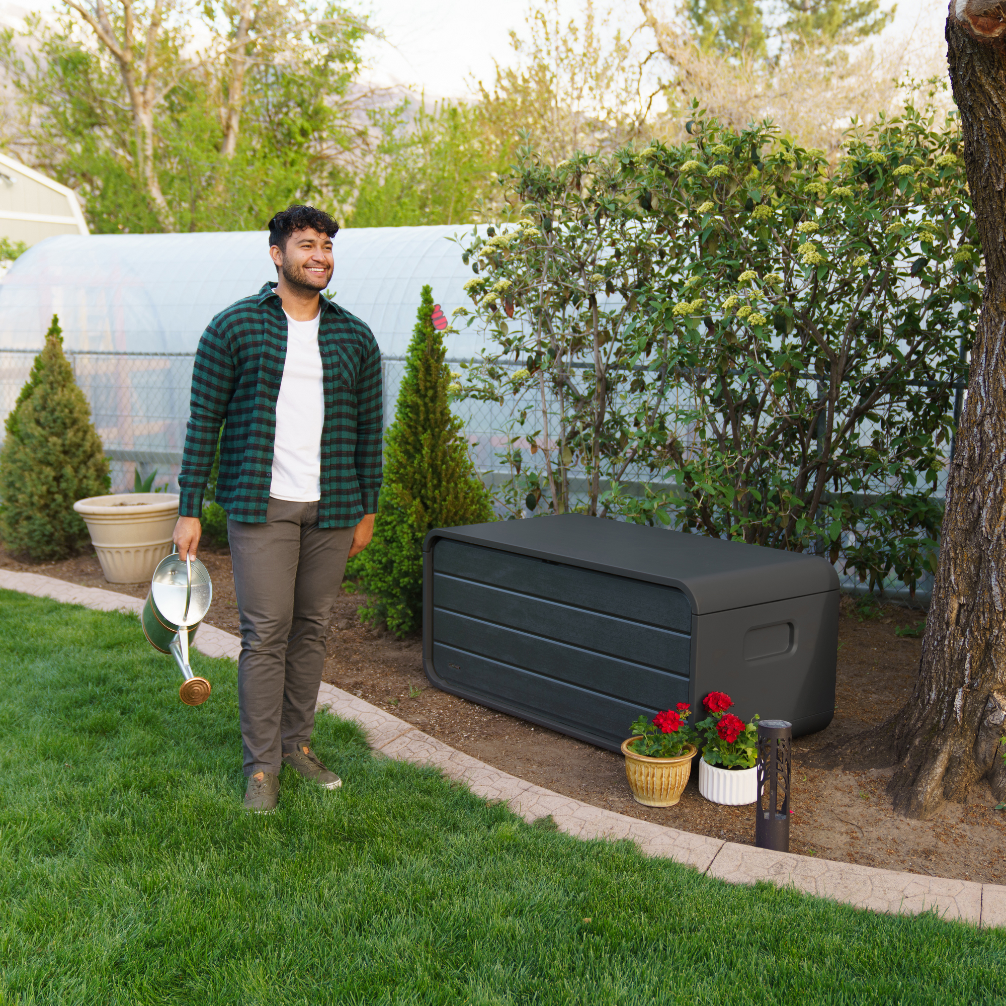 Kissenbox 'Space' Hart-Polyethylen anthrazit 147,1 x 63,6 x 72 cm