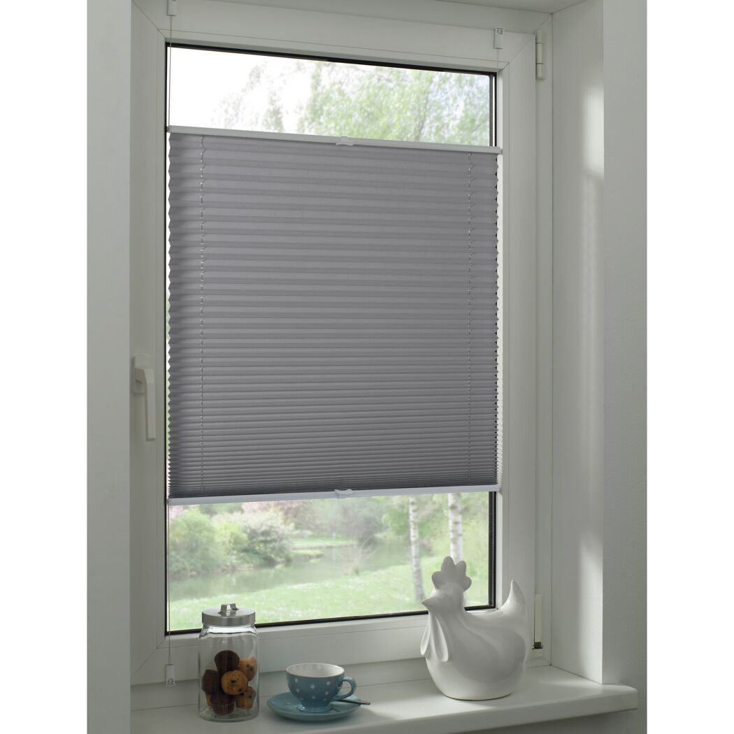 EasyFix-Plissee 'Greta' steingrau 60 x 130 cm 7-teilig