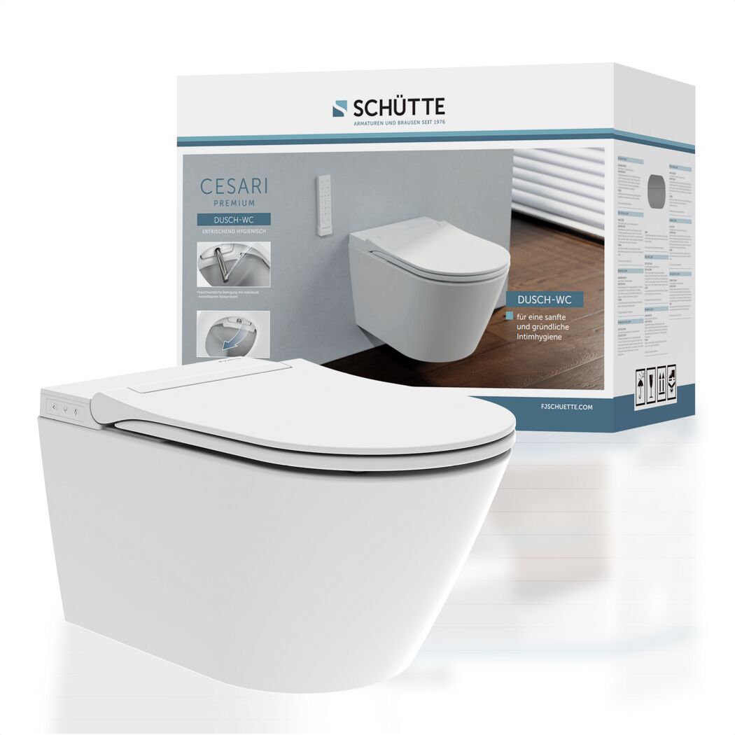 Dusch-WC spülrandlos 'Cesari Premium' weiß mit LED-Nachtlicht