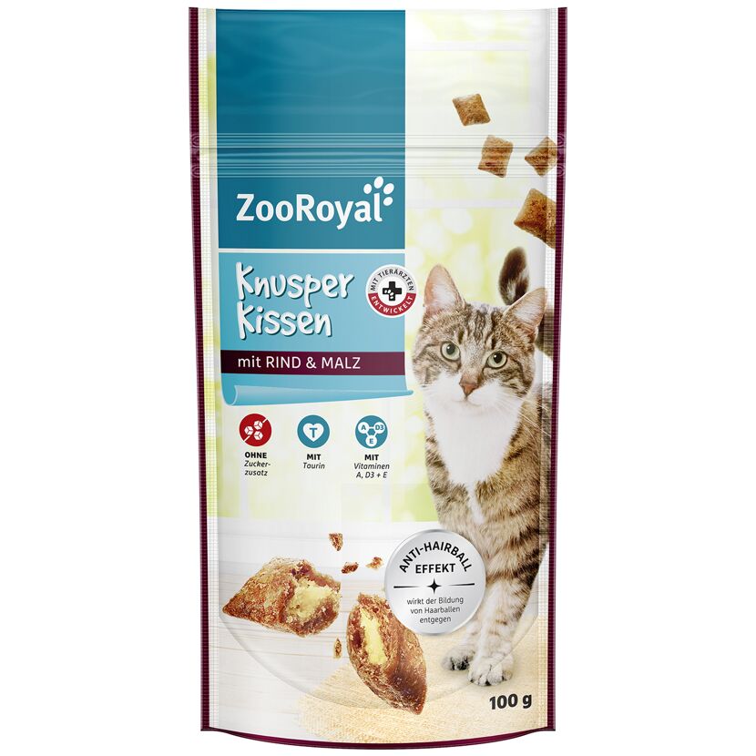 Katzensnack 'Knusperkissen mit Rind  &  Malz' 100 g