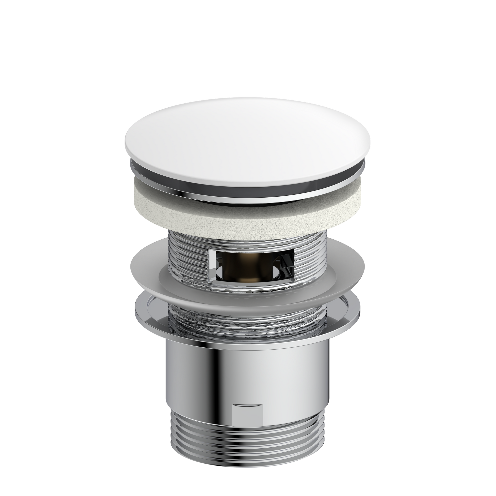 Design-Ablaufventil weiß 1 1/4" x 65 mm, mit Überlauf