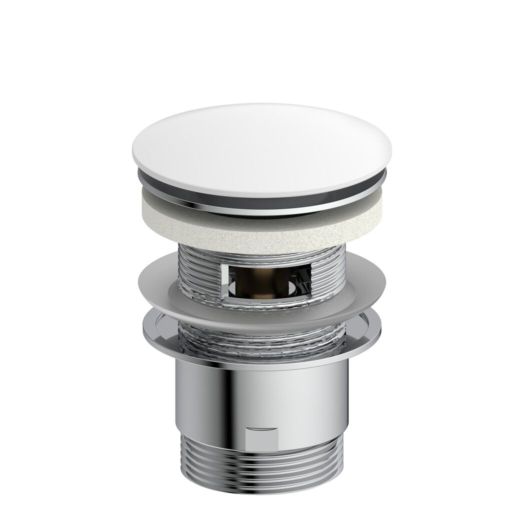 Design-Ablaufventil weiß 1 1/4" x 65 mm, mit Überlauf