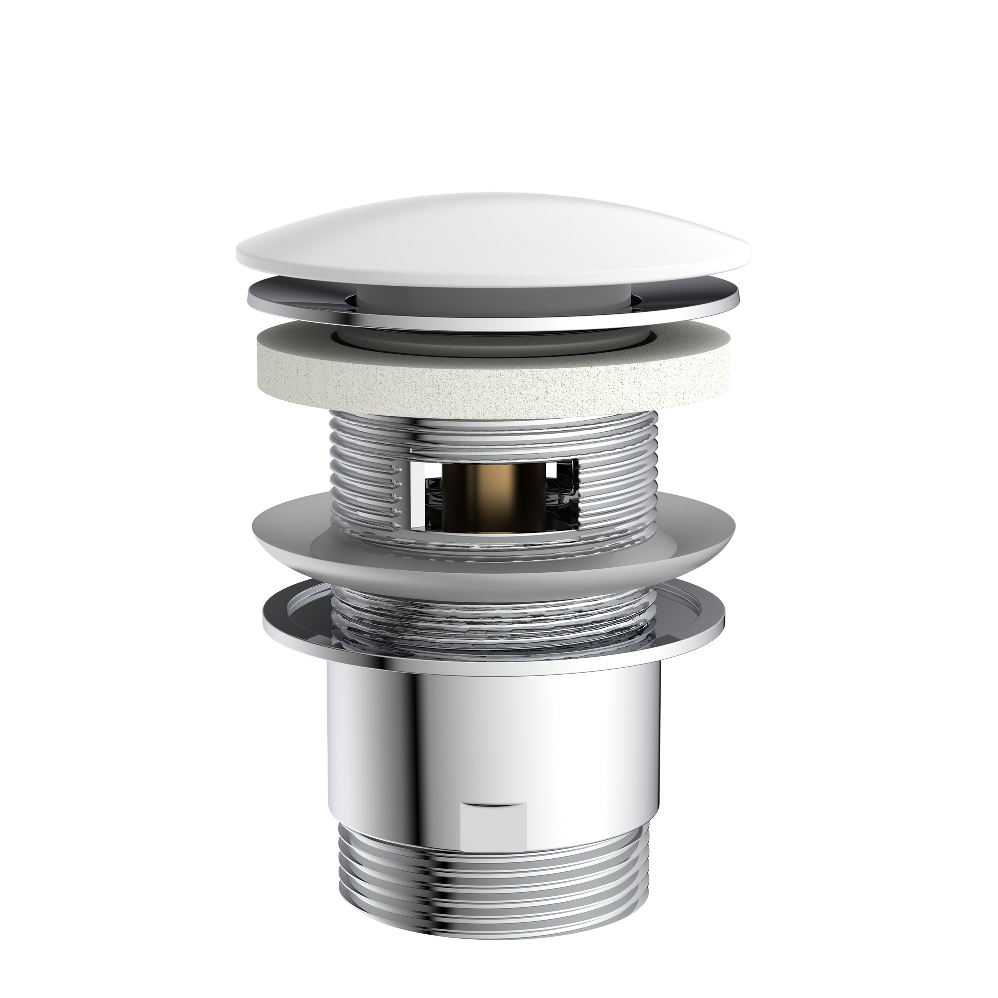 Design-Ablaufventil weiß 1 1/4" x 65 mm, mit Überlauf
