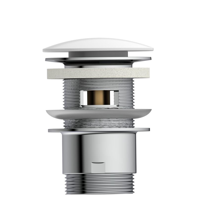 Design-Ablaufventil weiß 1 1/4" x 65 mm, mit Überlauf