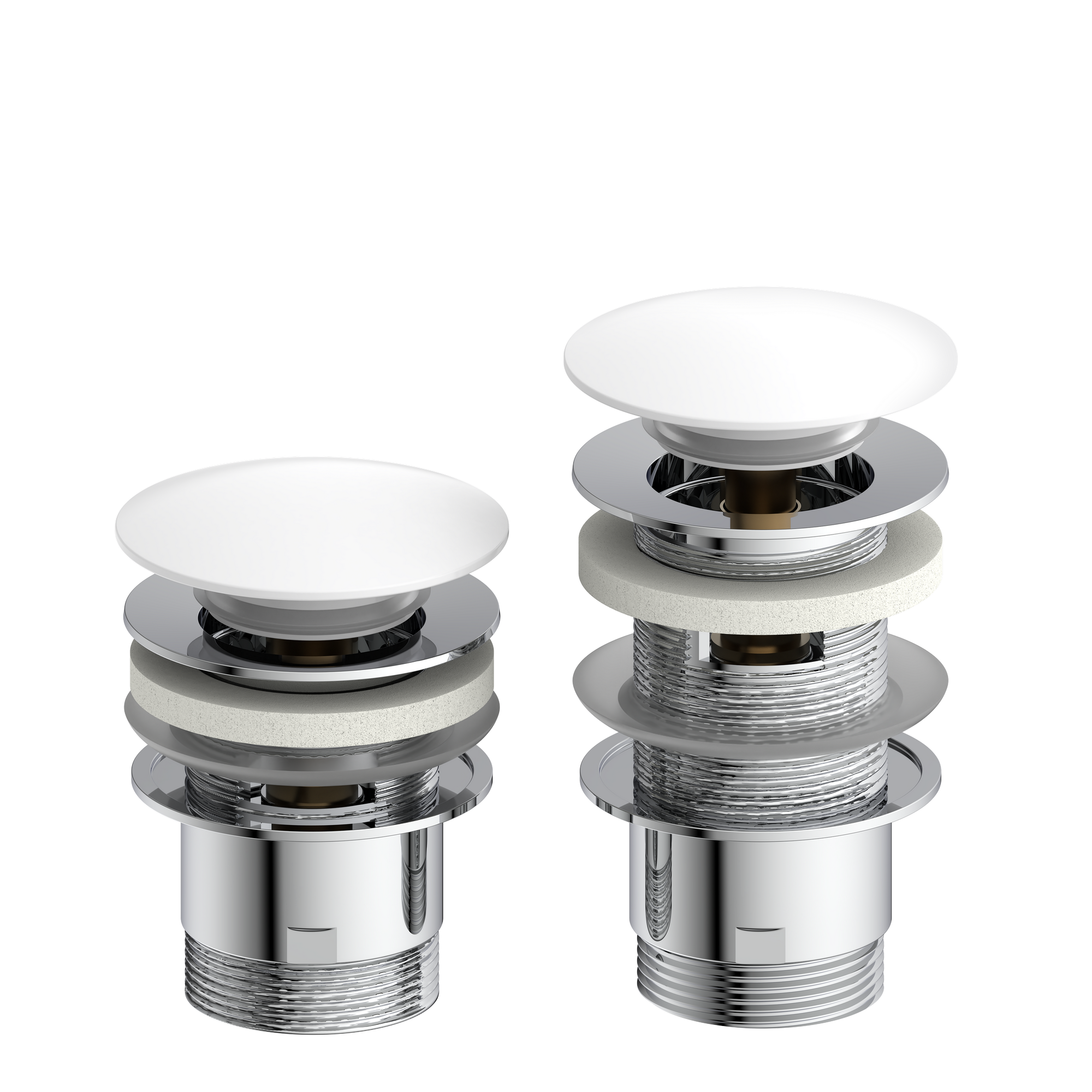 Design-Ablaufventil weiß 1 1/4" x 65 mm, mit Überlauf