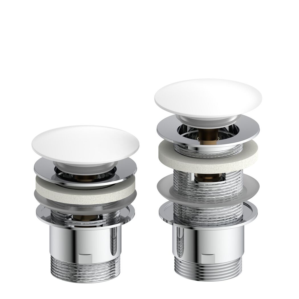 Design-Ablaufventil weiß 1 1/4" x 65 mm, mit Überlauf