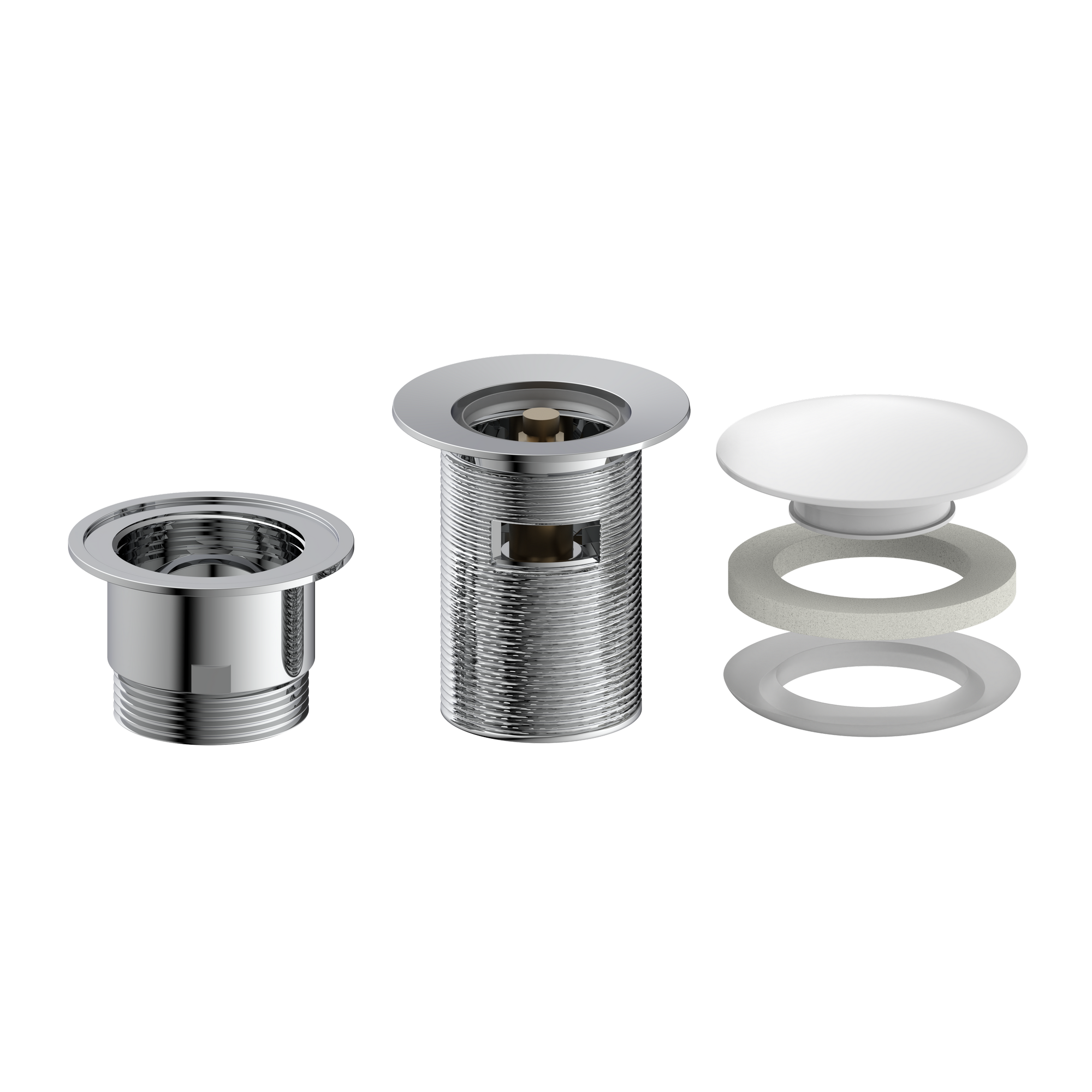 Design-Ablaufventil weiß 1 1/4" x 65 mm, mit Überlauf