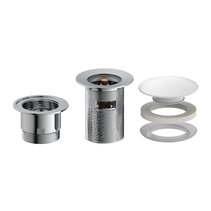 Design-Ablaufventil weiß 1 1/4" x 65 mm, mit Überlauf