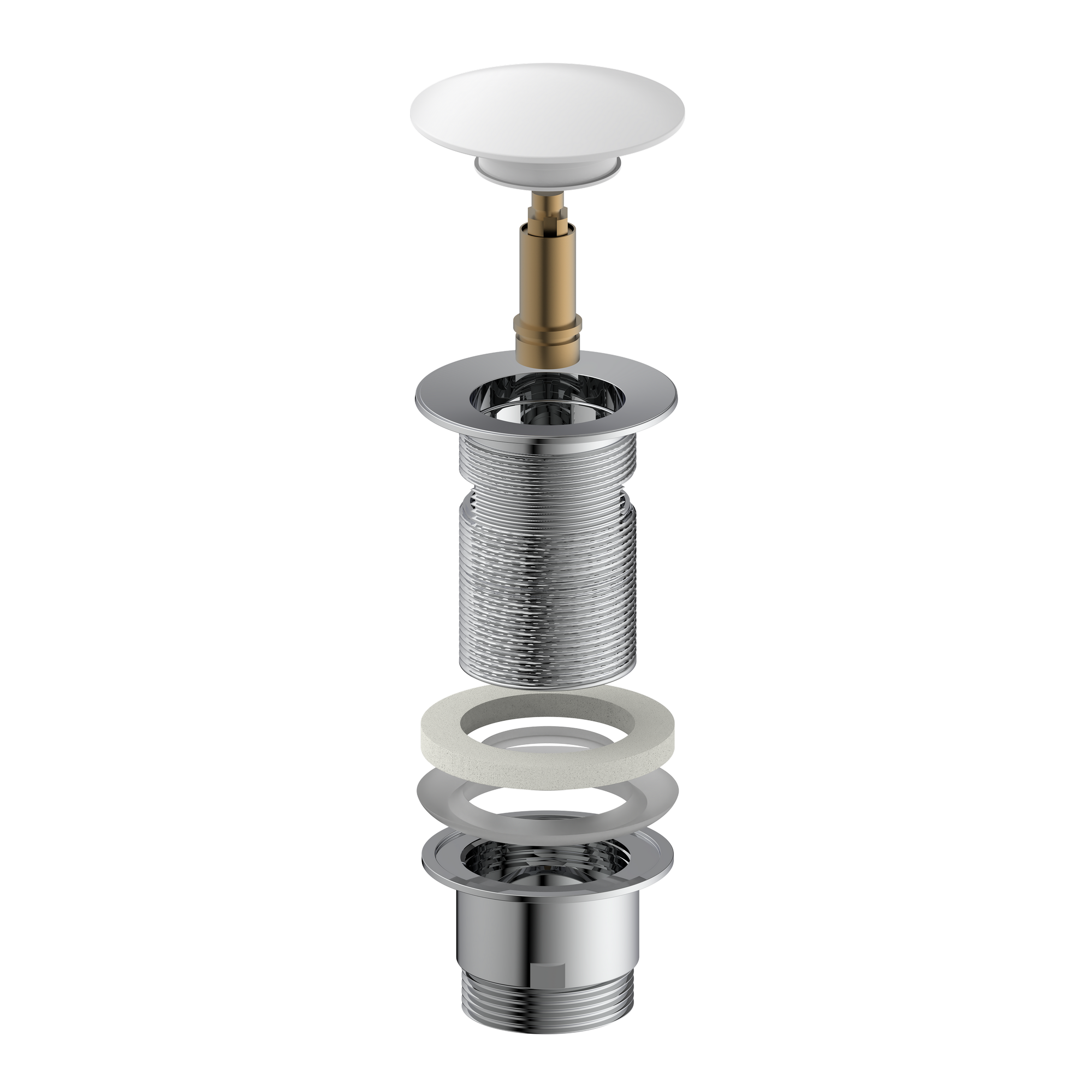 Design-Ablaufventil weiß 1 1/4" x 65 mm, mit Überlauf