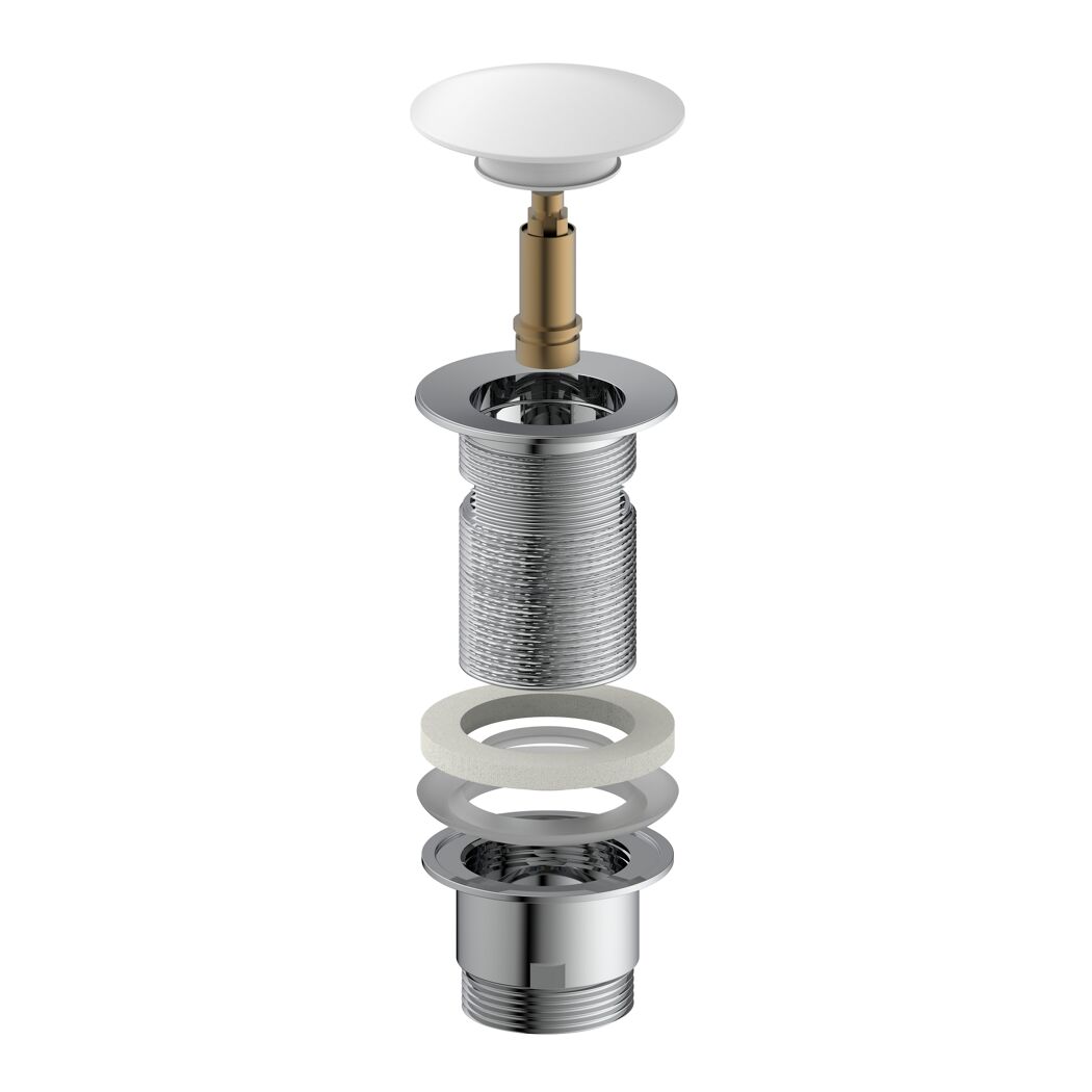 Design-Ablaufventil weiß 1 1/4" x 65 mm, mit Überlauf