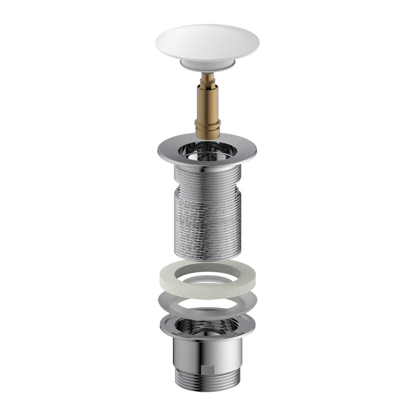 Design-Ablaufventil weiß 1 1/4" x 65 mm, mit Überlauf