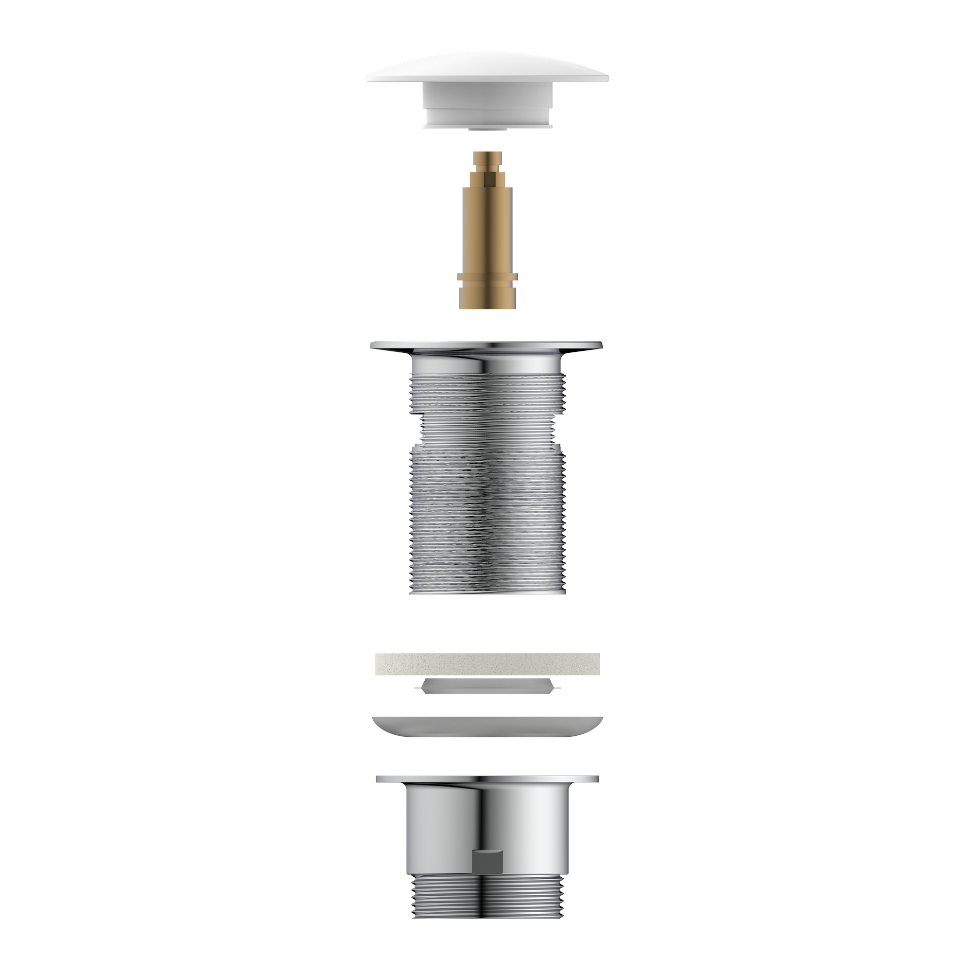 Design-Ablaufventil weiß 1 1/4" x 65 mm, mit Überlauf