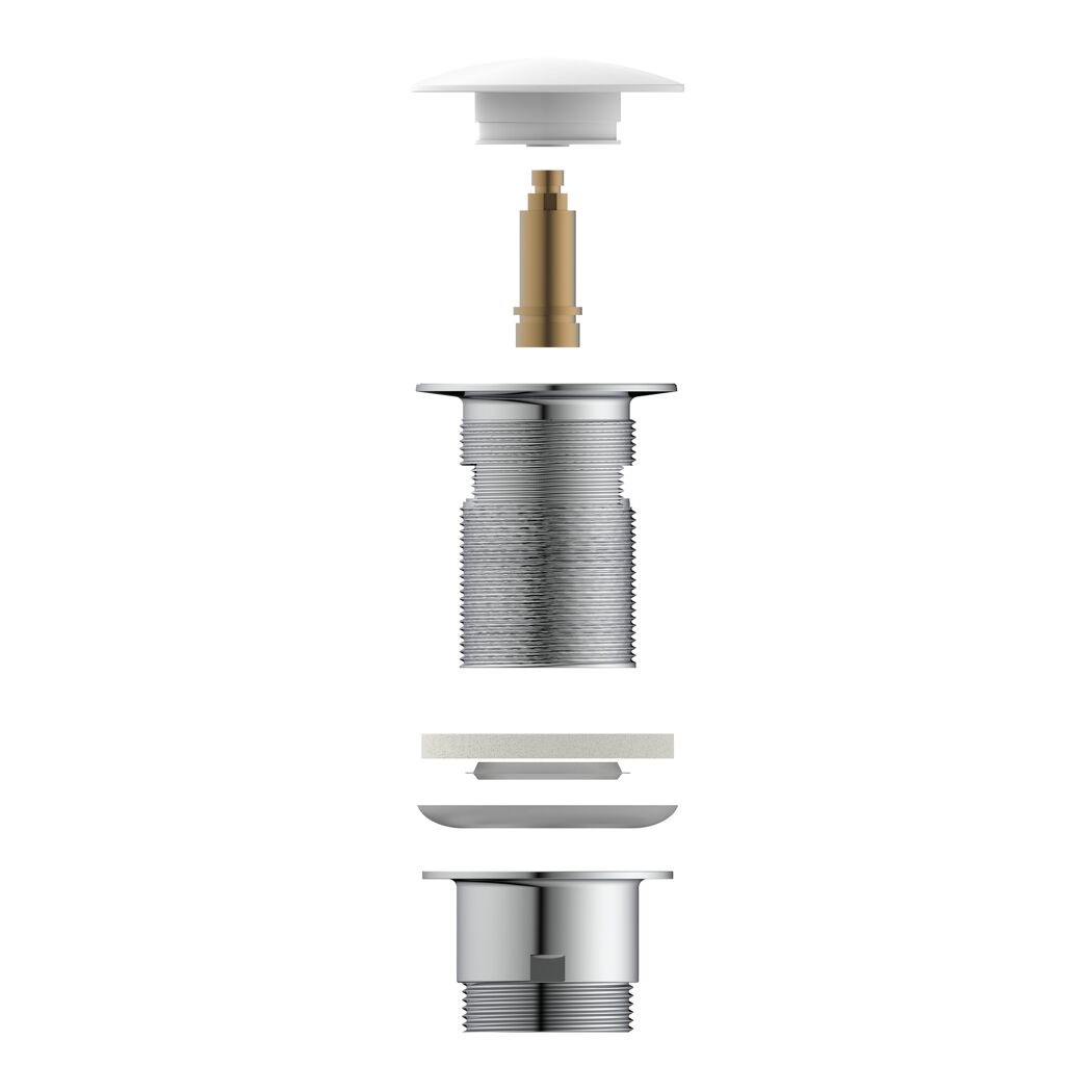 Design-Ablaufventil weiß 1 1/4" x 65 mm, mit Überlauf