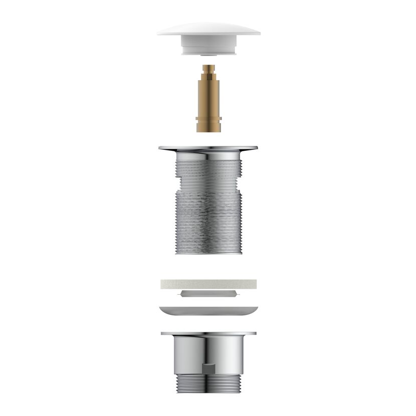 Design-Ablaufventil weiß 1 1/4" x 65 mm, mit Überlauf