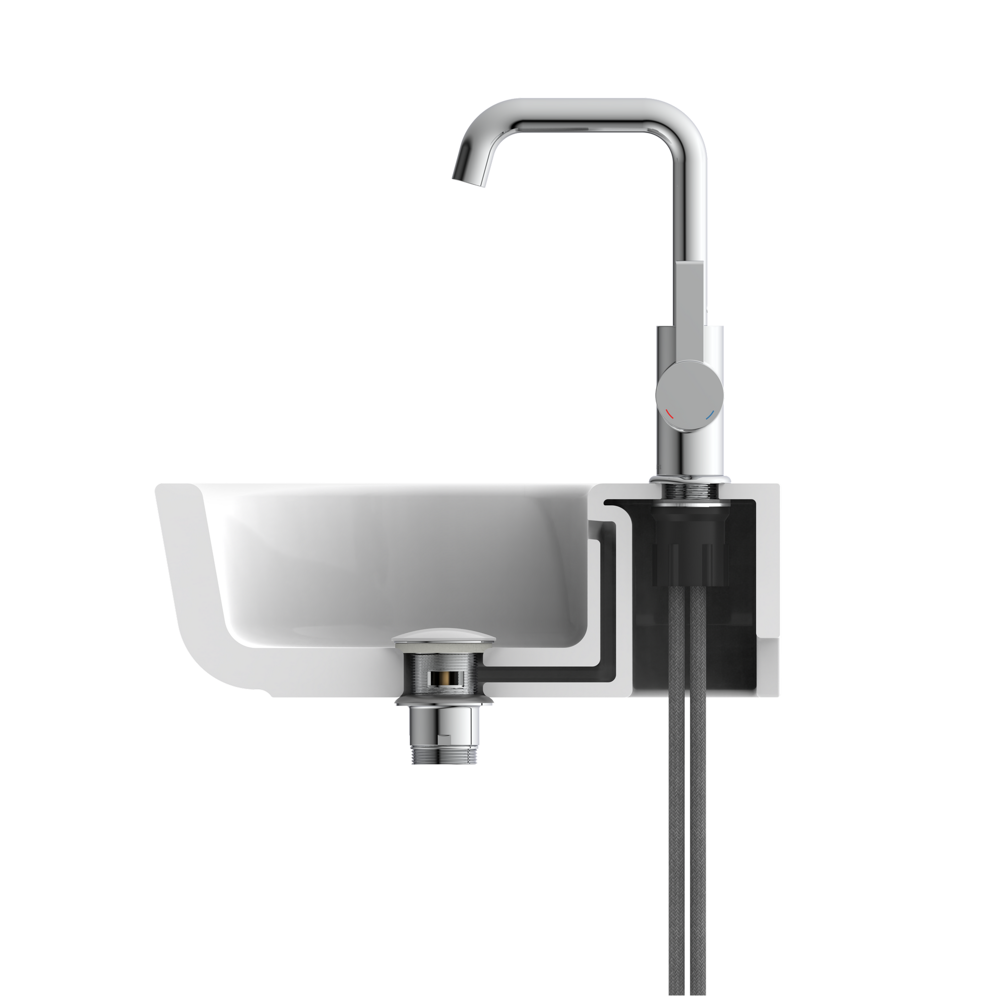 Design-Ablaufventil weiß 1 1/4" x 65 mm, mit Überlauf