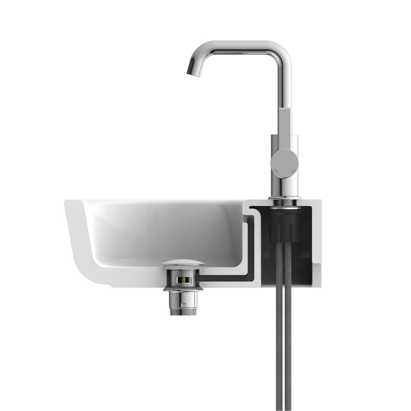 Design-Ablaufventil weiß 1 1/4" x 65 mm, mit Überlauf