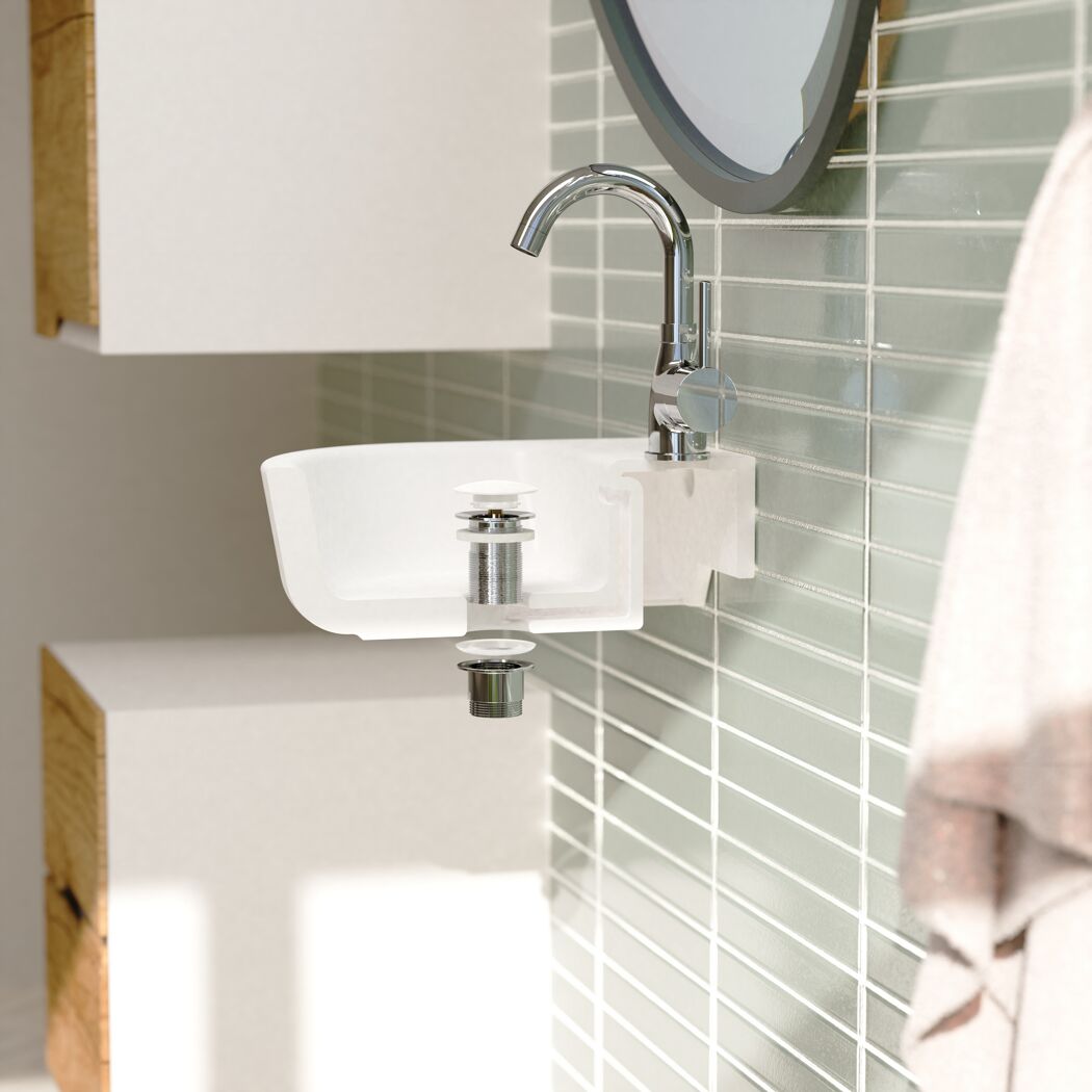 Design-Ablaufventil weiß 1 1/4" x 65 mm, mit Überlauf