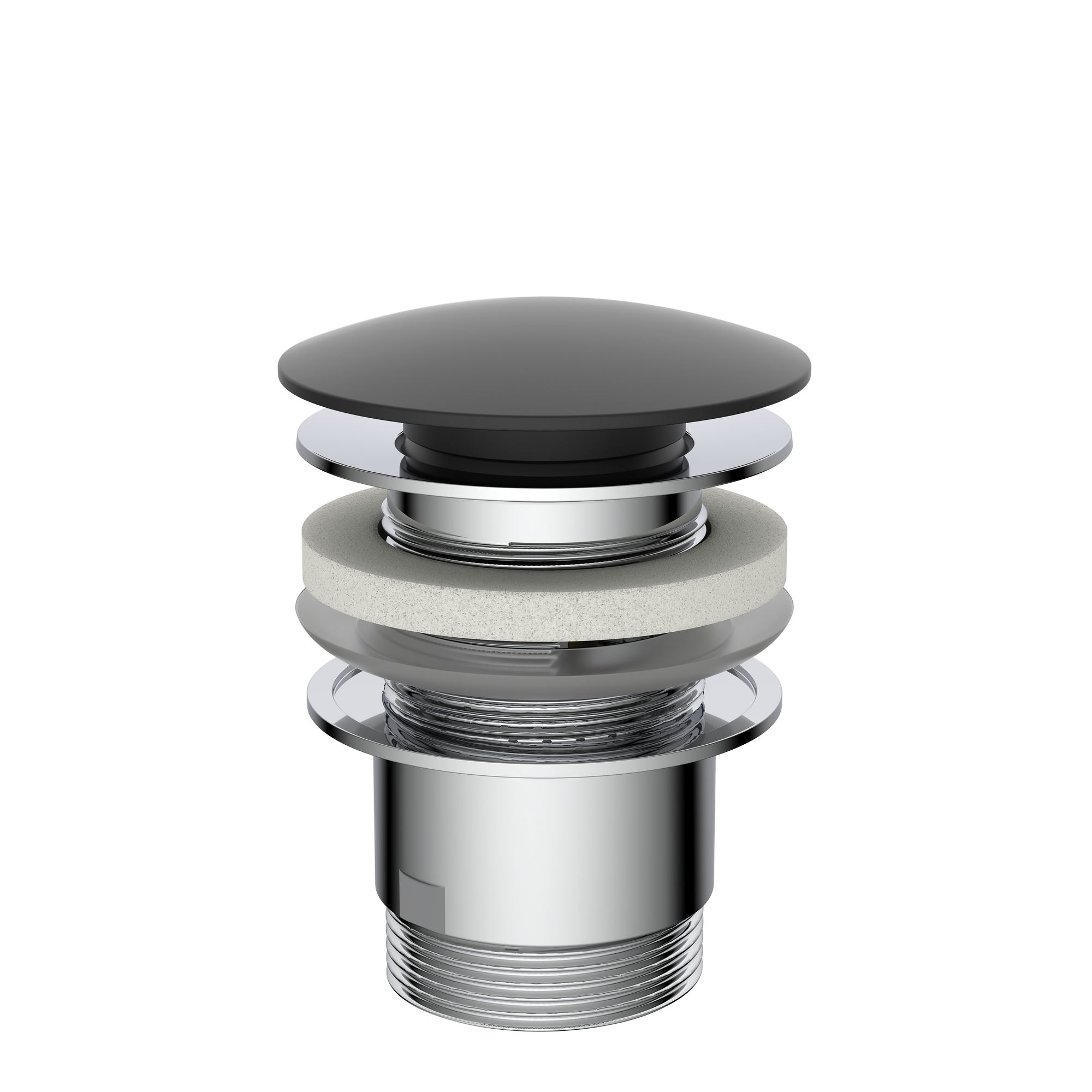 Design-Ablaufventil schwarz matt 1 1/4" x 65 mm, mit Überlauf