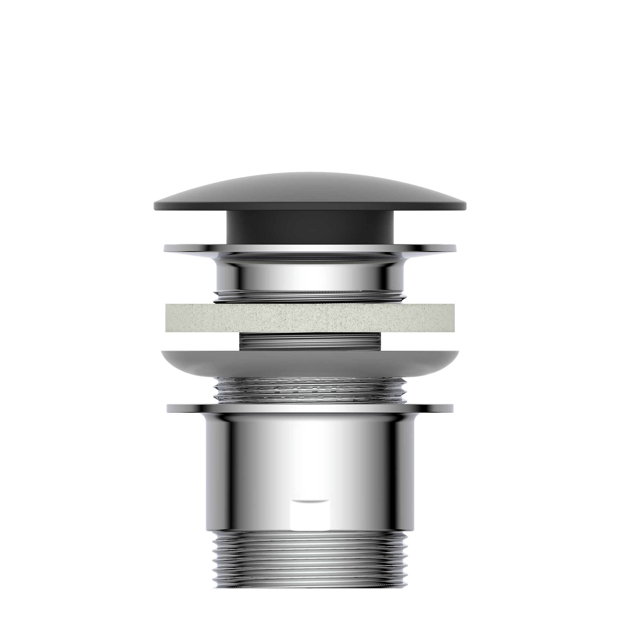 Design-Ablaufventil schwarz matt 1 1/4" x 65 mm, mit Überlauf