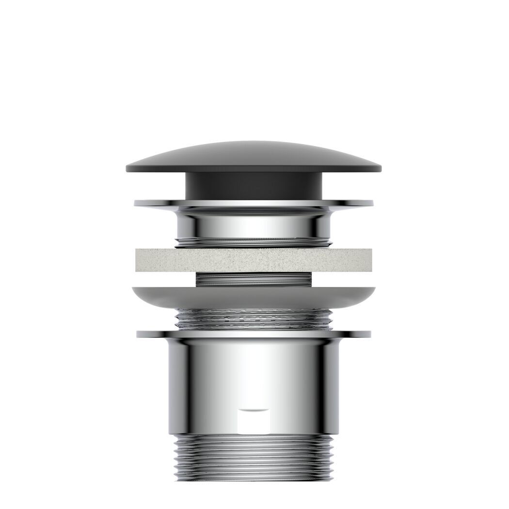 Design-Ablaufventil schwarz matt 1 1/4" x 65 mm, mit Überlauf