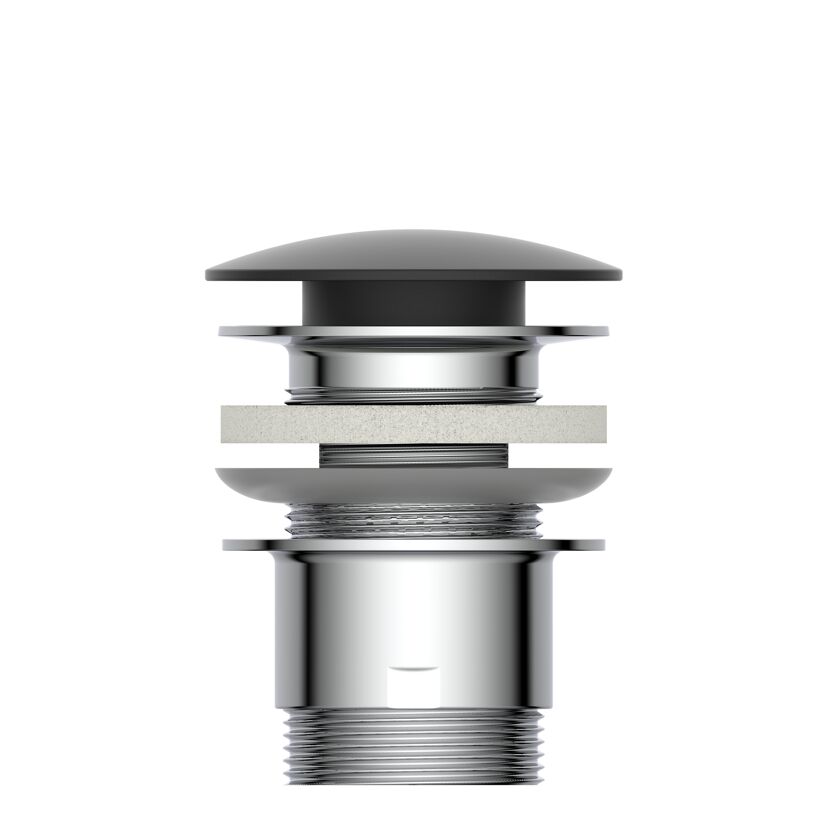 Design-Ablaufventil schwarz matt 1 1/4" x 65 mm, mit Überlauf
