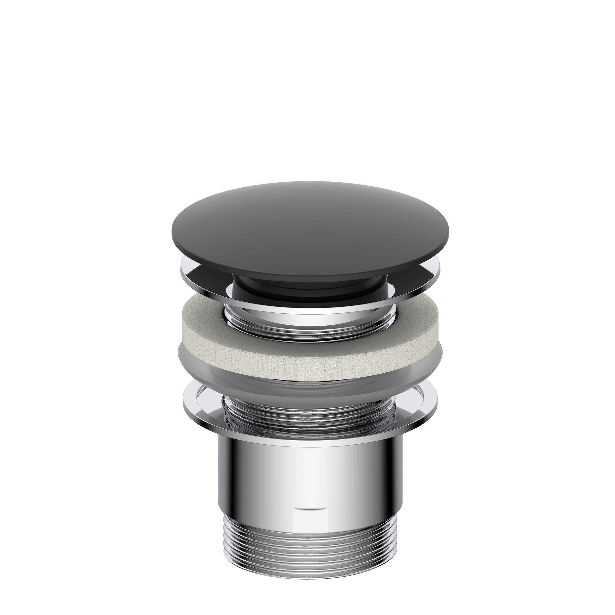 Design-Ablaufventil schwarz matt 1 1/4" x 65 mm, mit Überlauf