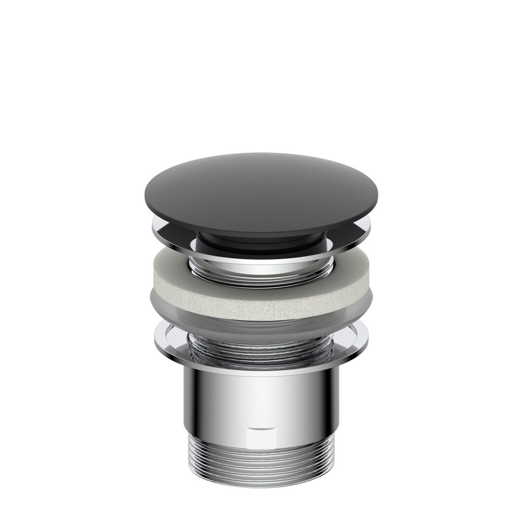 Design-Ablaufventil schwarz matt 1 1/4" x 65 mm, mit Überlauf
