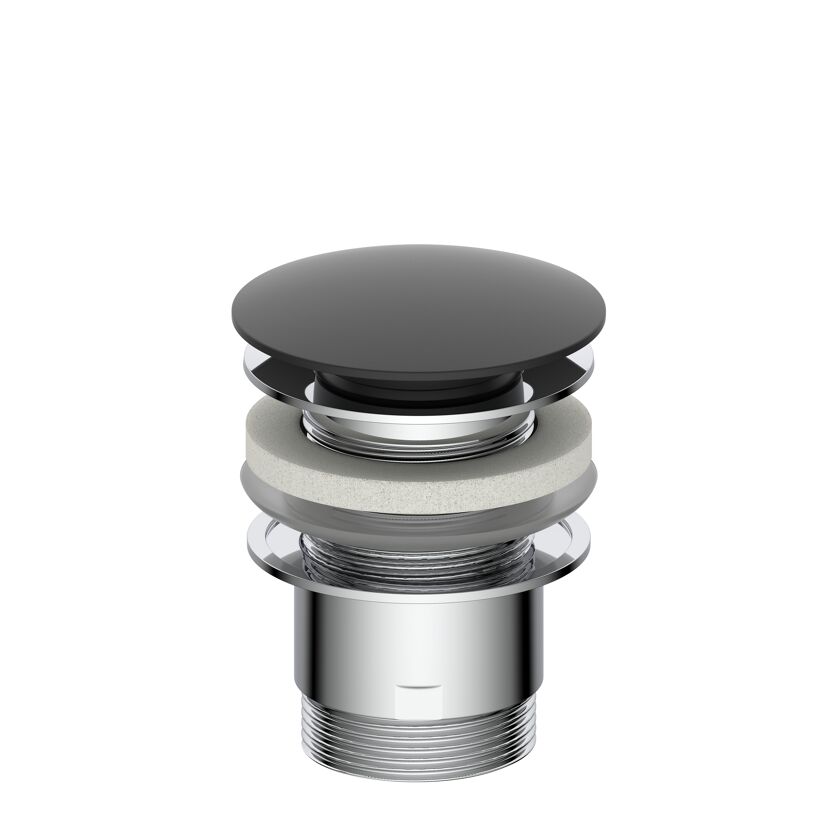 Design-Ablaufventil schwarz matt 1 1/4" x 65 mm, mit Überlauf
