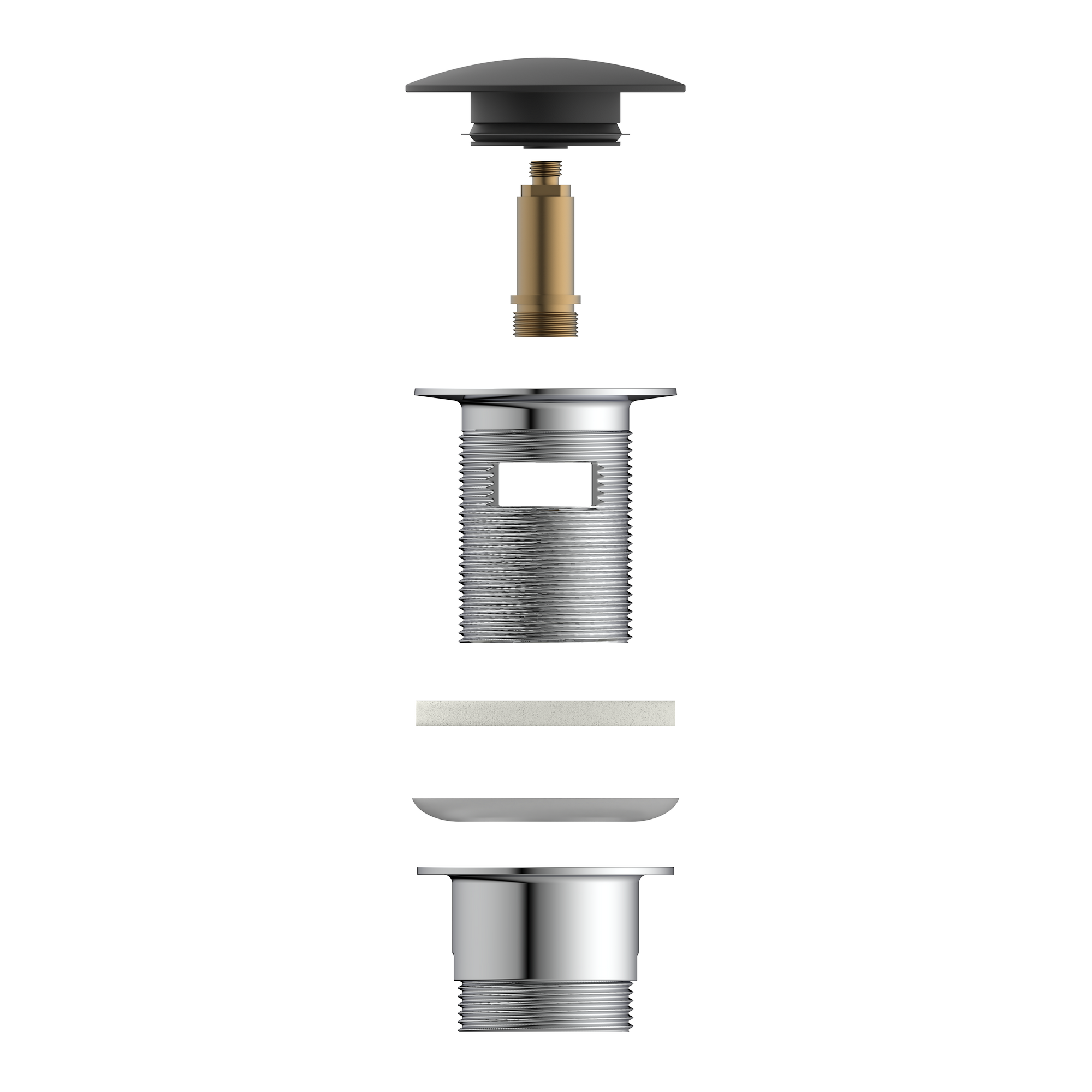 Design-Ablaufventil schwarz matt 1 1/4" x 65 mm, mit Überlauf