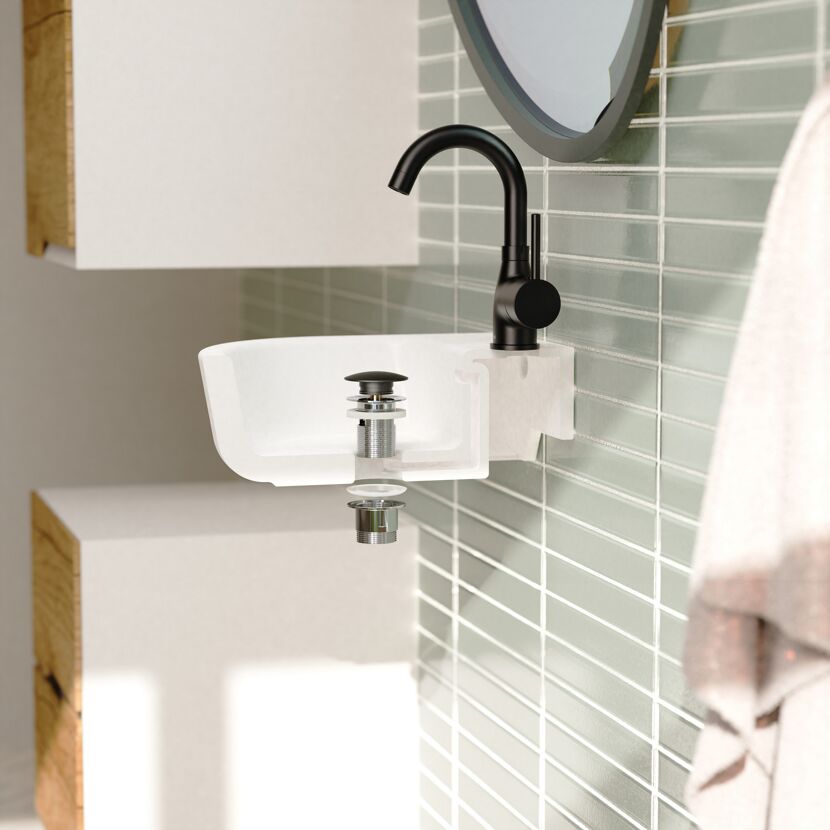 Design-Ablaufventil schwarz matt 1 1/4" x 65 mm, mit Überlauf