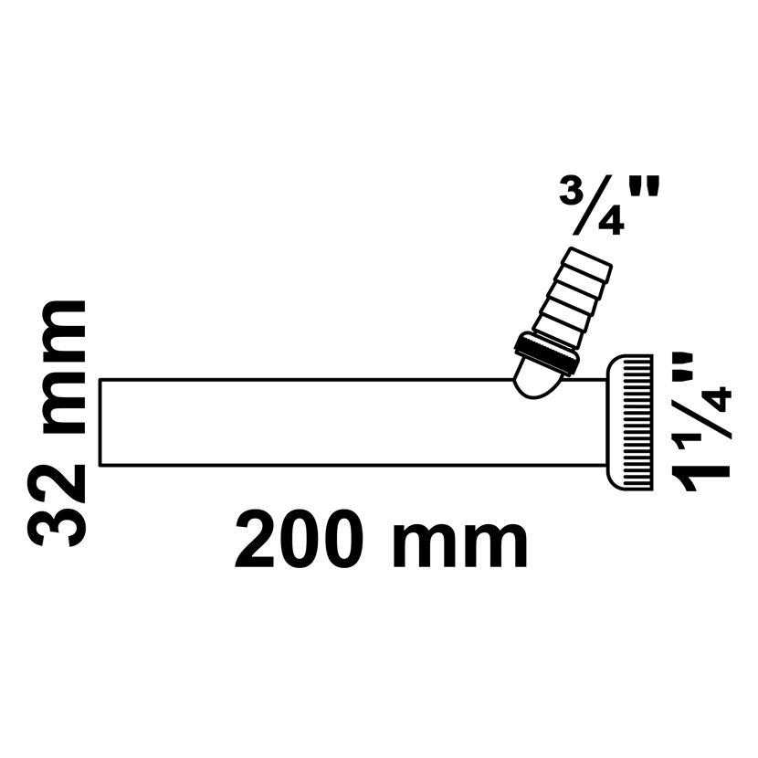 Tauchrohr weiß mit Geräteanschluss 1 1/4" x 3/4" x 200 x 32 mm