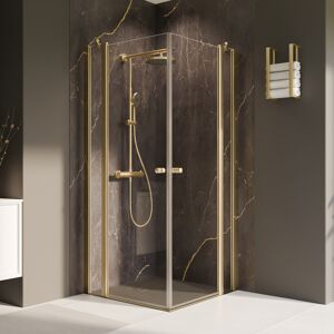 Eckeinstieg 'Elana 2.0' Drehtüren mit Festteil 100/100 cm, goldfarben, 100 x 200 cm